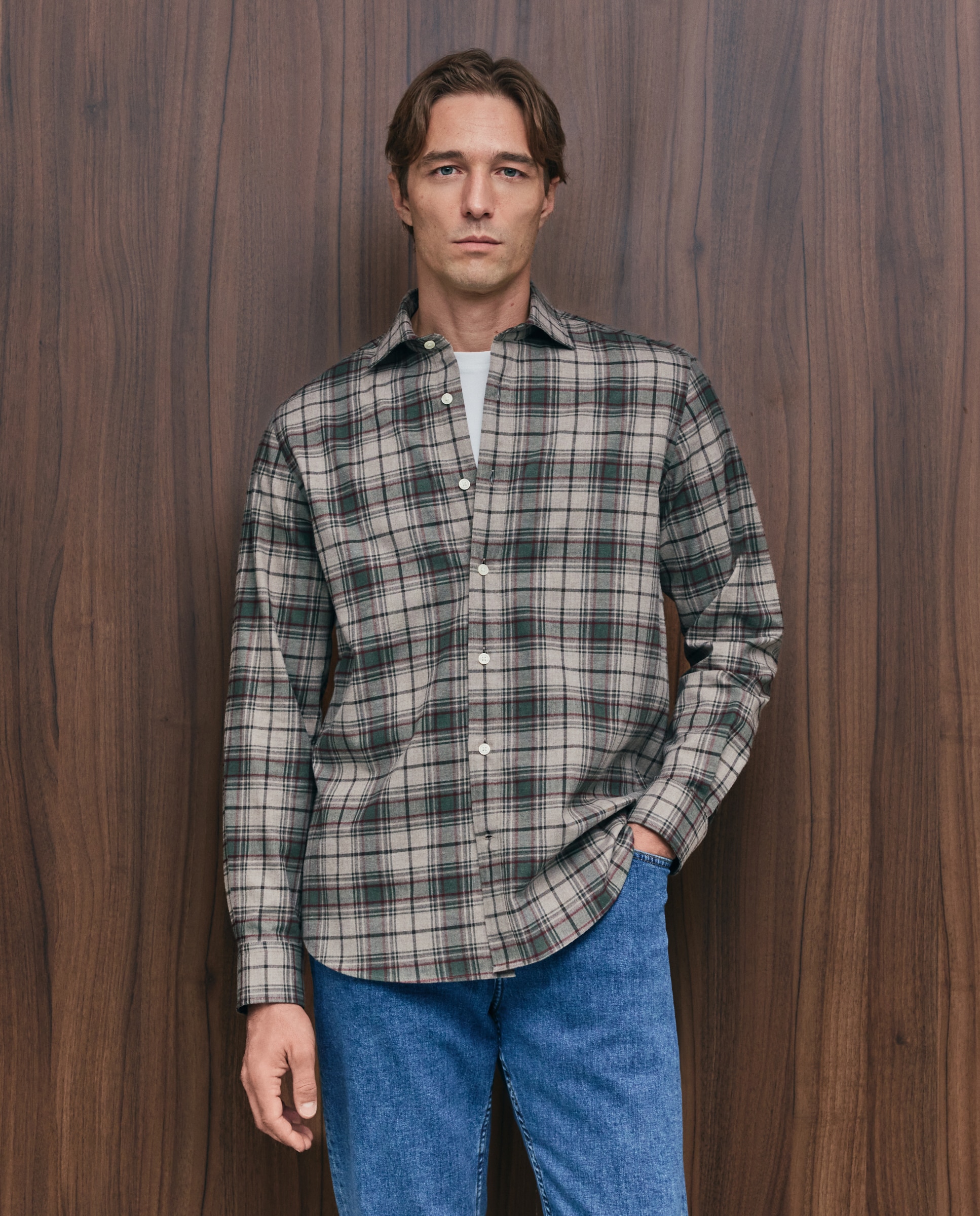 Camisa sport hombre franela manga larga - Emidio Tucci - Verde Verde-1