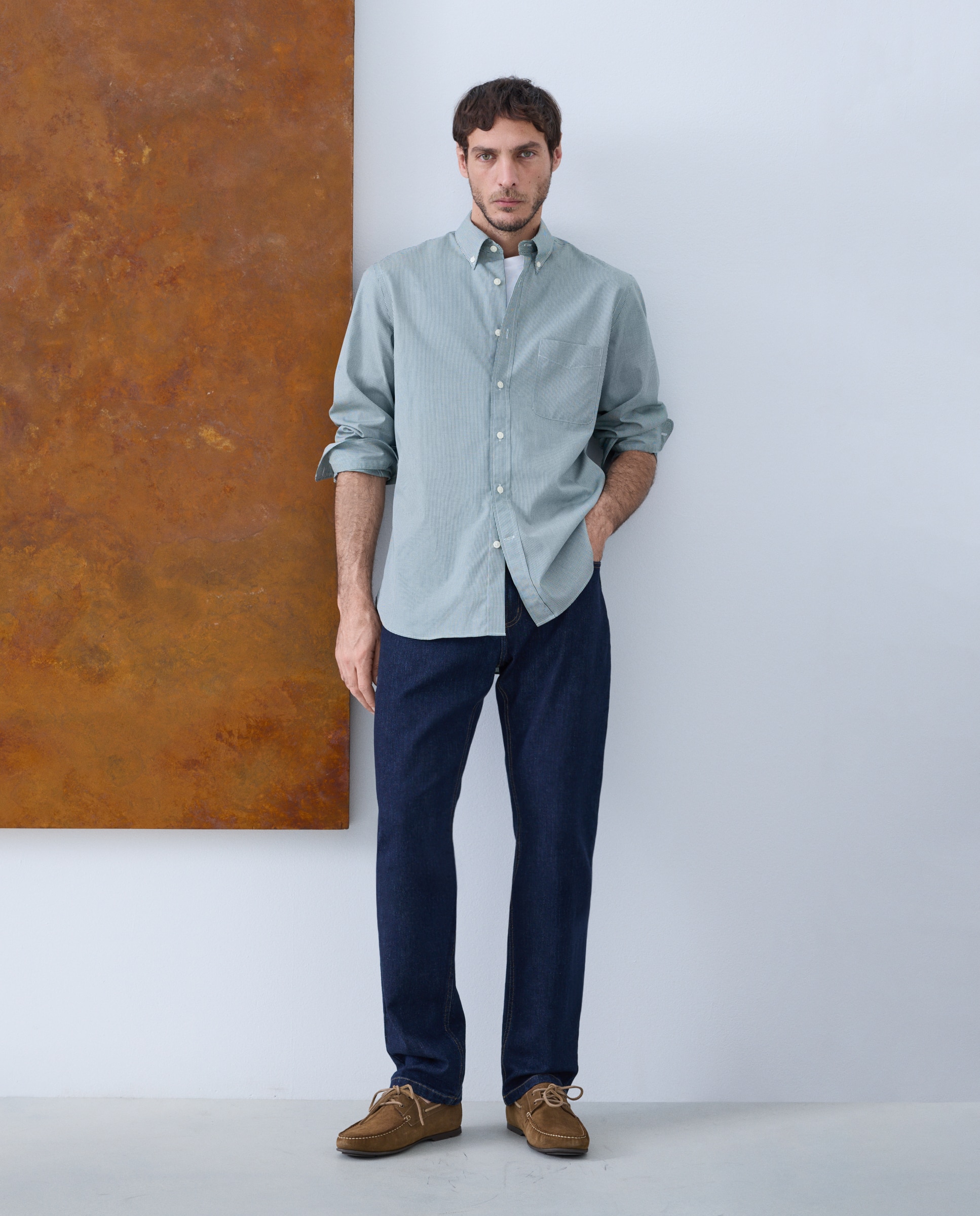 Camisa sport classic fit hombre non iron 100% algodón - Emidio Tucci - Verde Verde-2