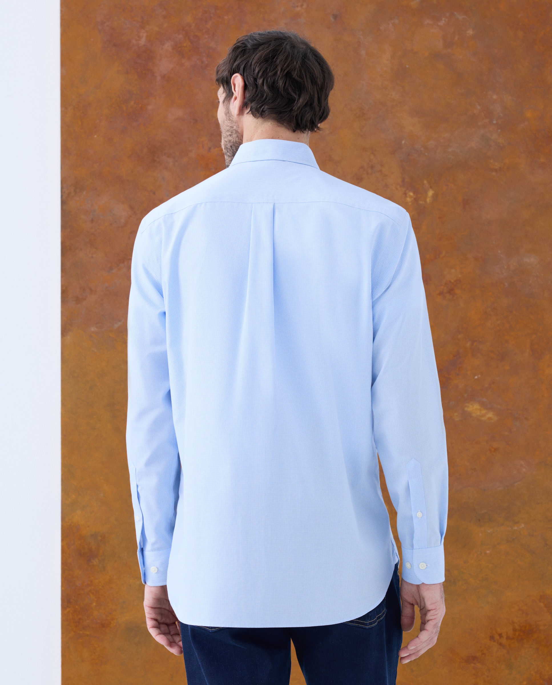 Camisa Casual de Manga Comprida Azul-claro-4
