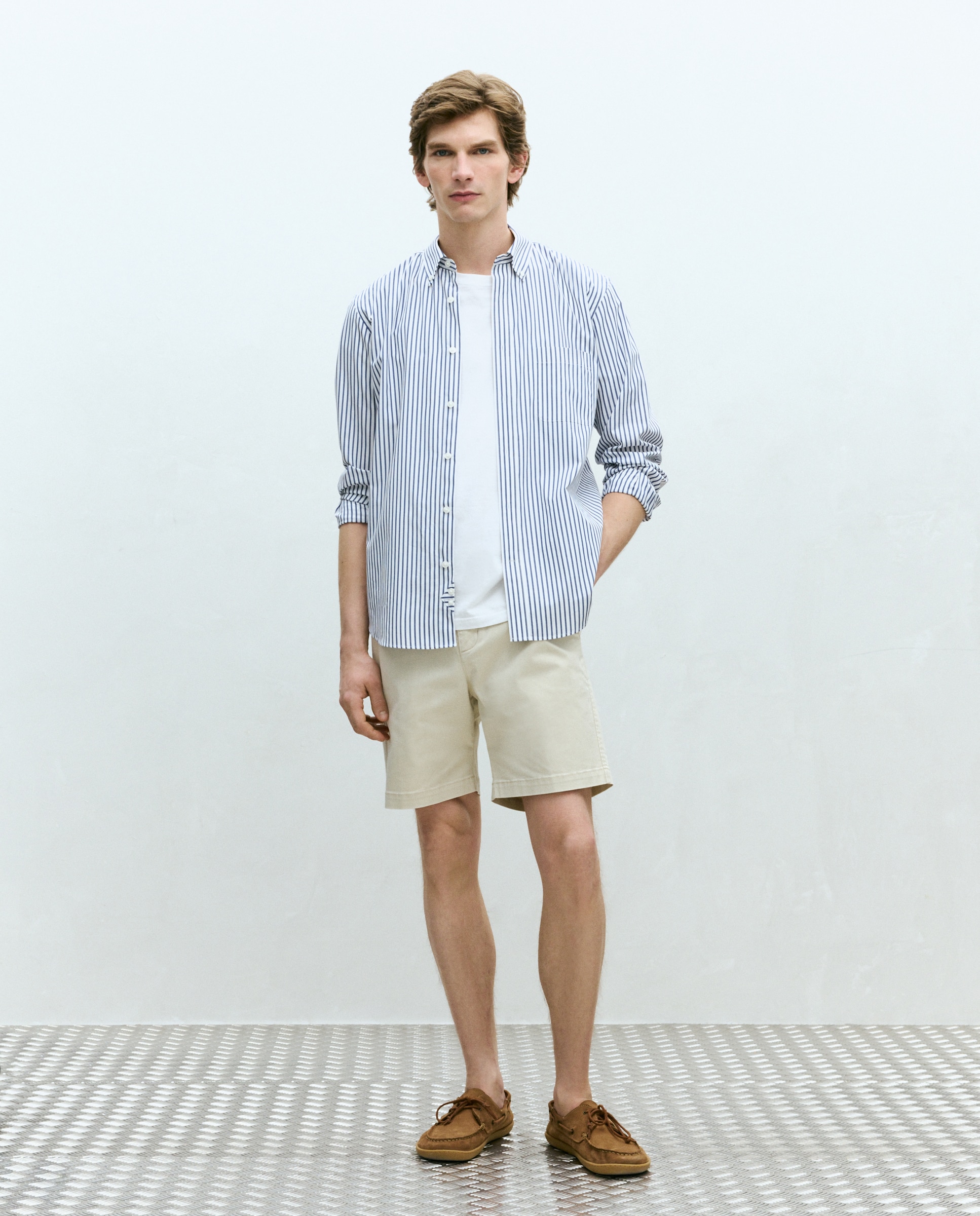 Camisa classic fit popelín algodón cuadros rayas hombre - Dustin - Marino Marino-2