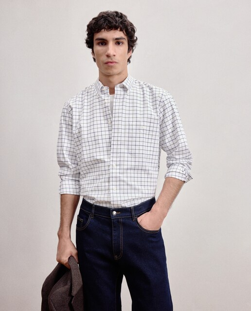 Imagen 0 de Camisa de manga larga oxford cuadro fondo claro patrón classic