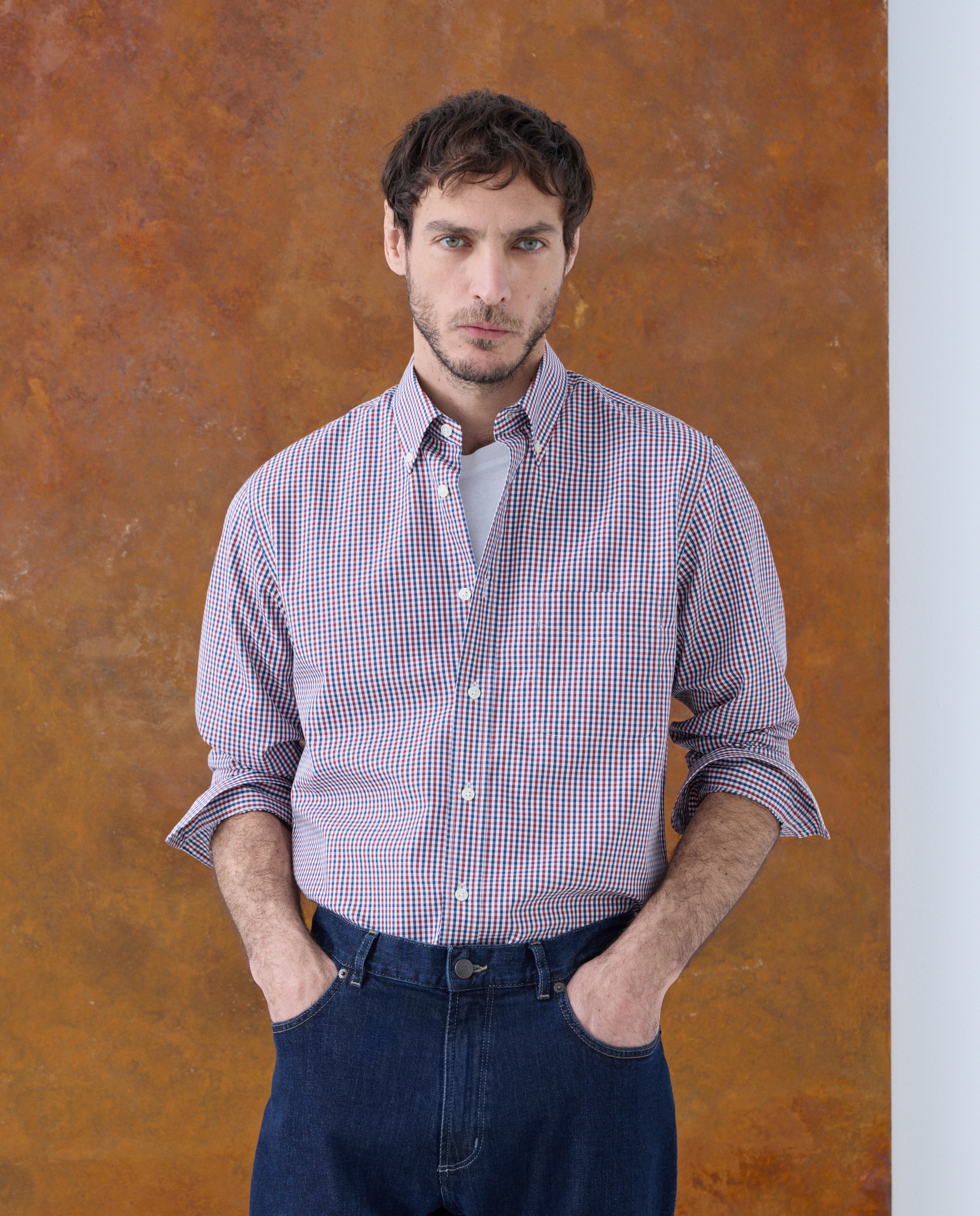 Camisa sport de hombre de manga larga - Emidio Tucci - Granate Granate-1