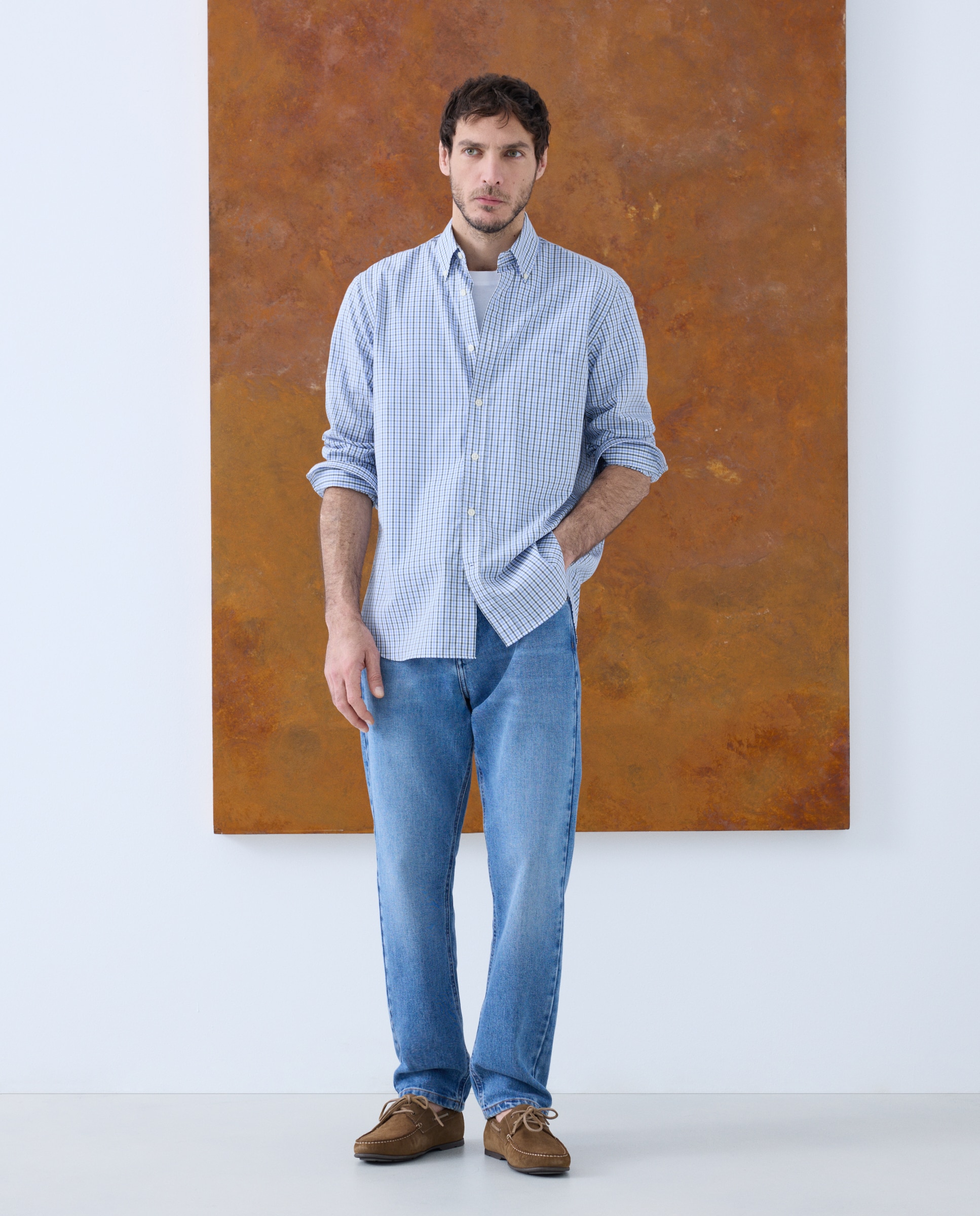 Camisa Casual de Manga Comprida Verde-2