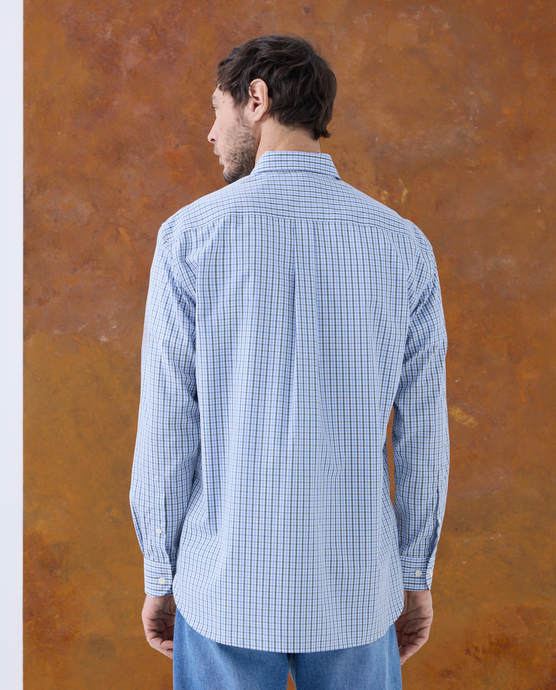 Camisa Casual de Manga Comprida Verde-3