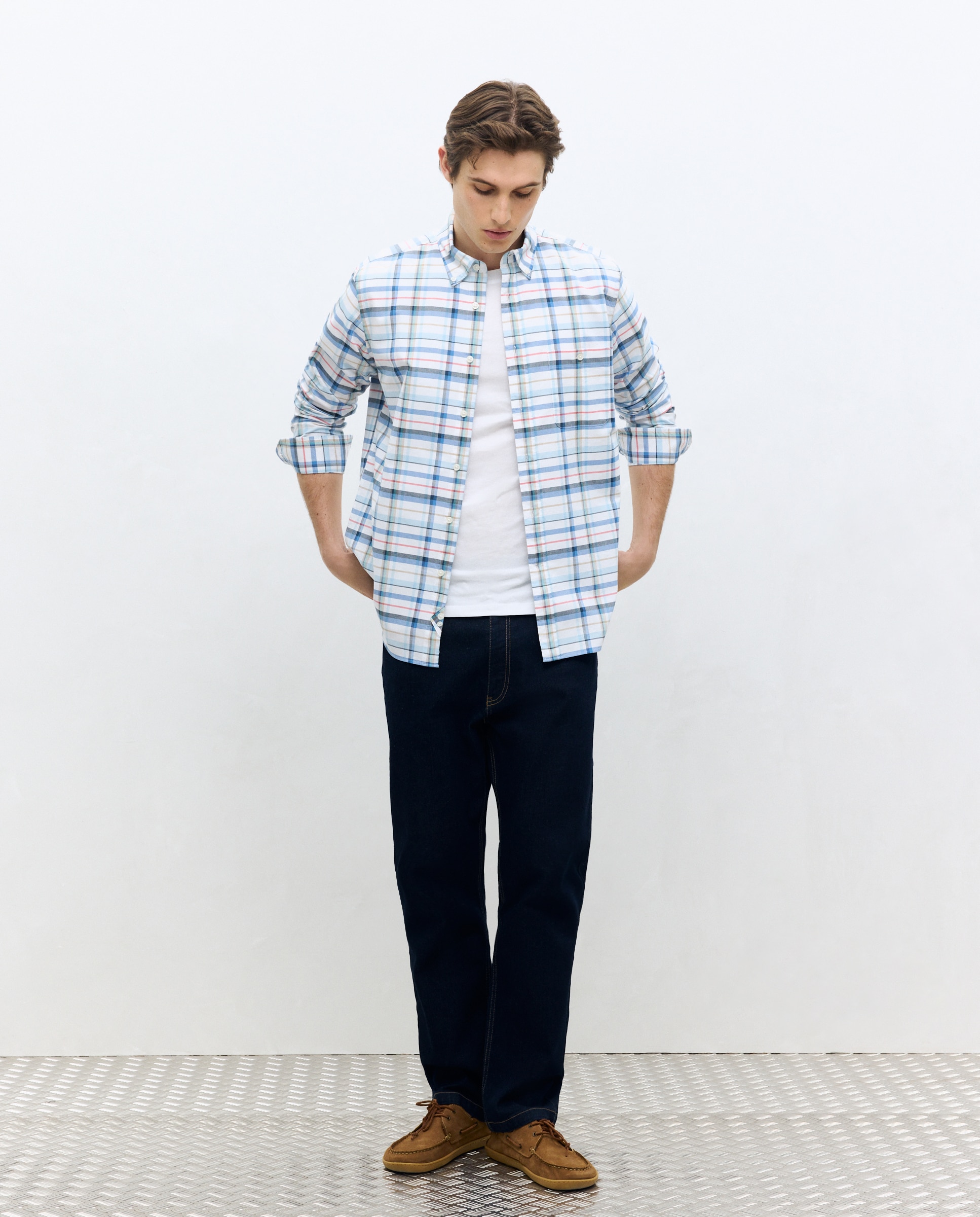 Imagem 0 de Camisa Casual Oxford aos Quadrados Classic Fit - Multicolor