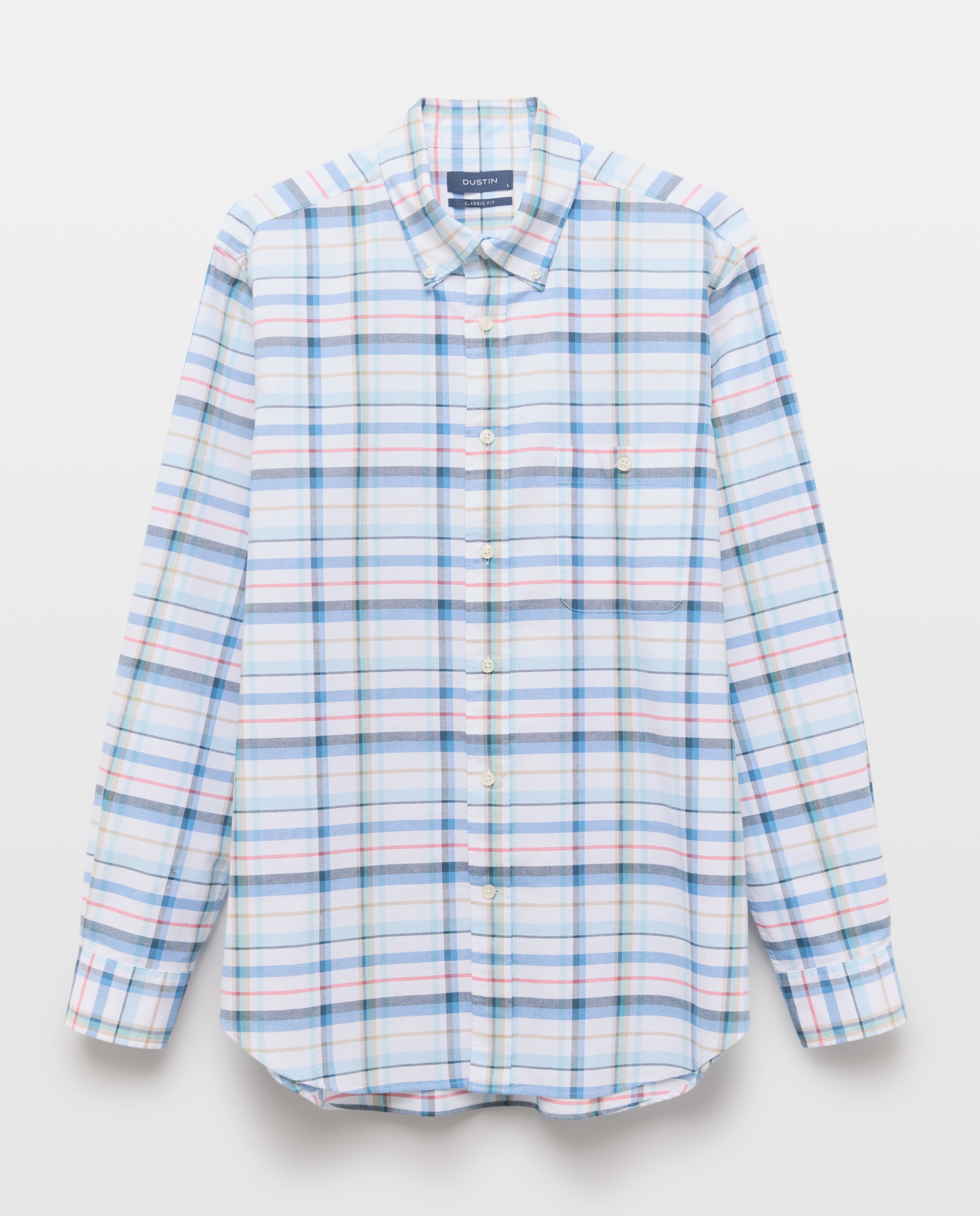 Camisa Casual Oxford aos Quadrados Classic Fit - Multicolor Azul-4