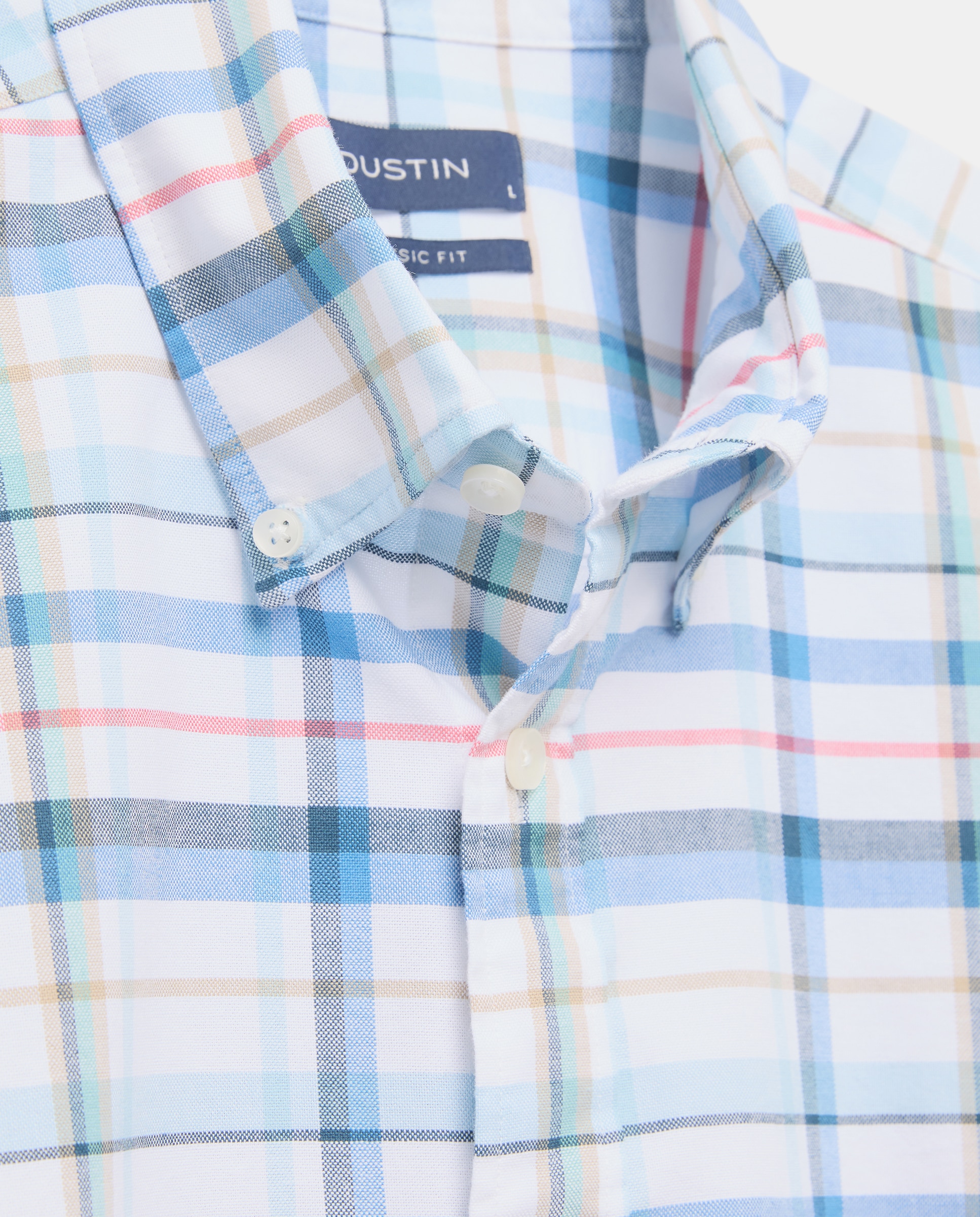 Camisa Casual Oxford aos Quadrados Classic Fit - Multicolor Azul-5