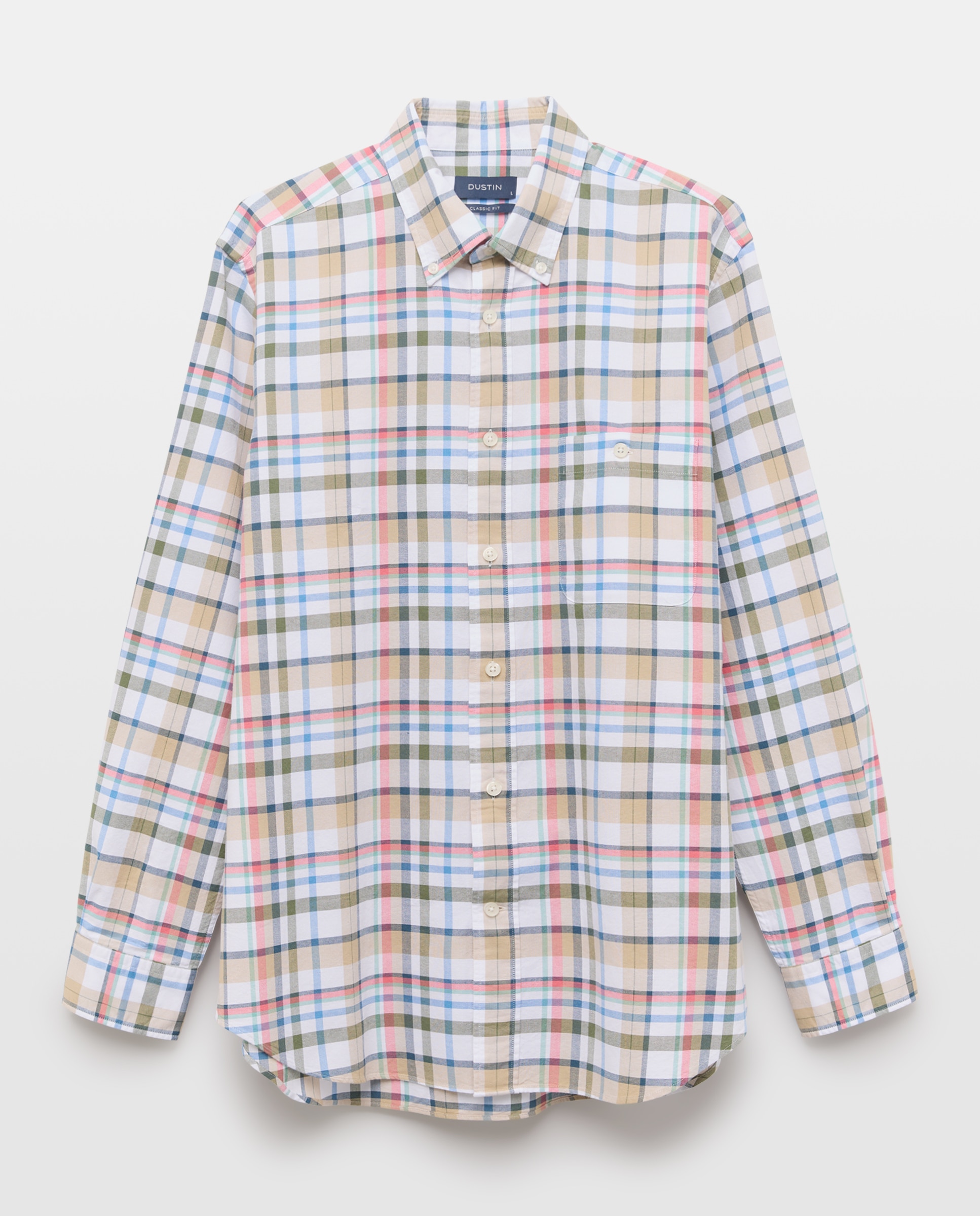Camisa Casual Oxford aos Quadrados Classic Fit - Multicolor Azul-4