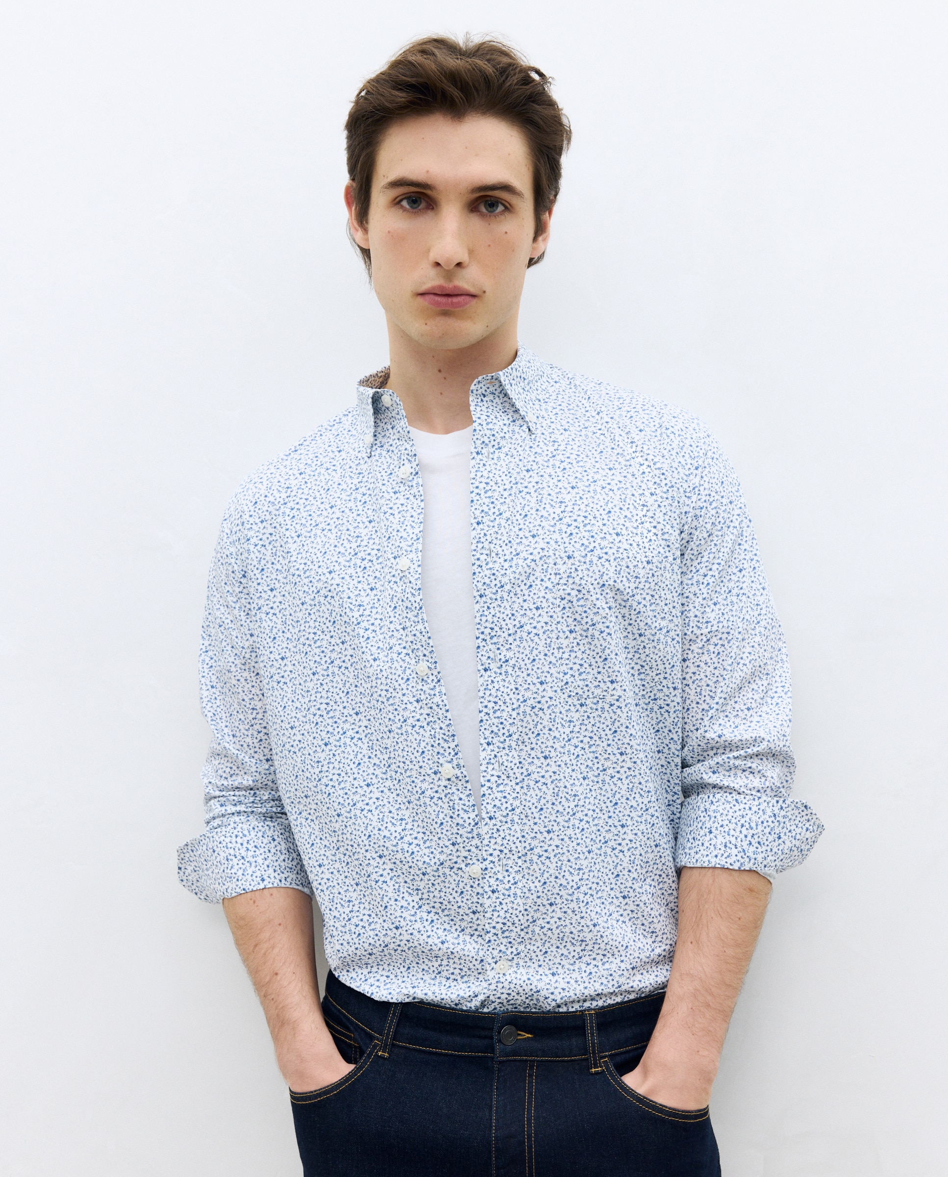 Imagem 0 de Camisa Casual Classic Fit de Popelina com Micro Estampado