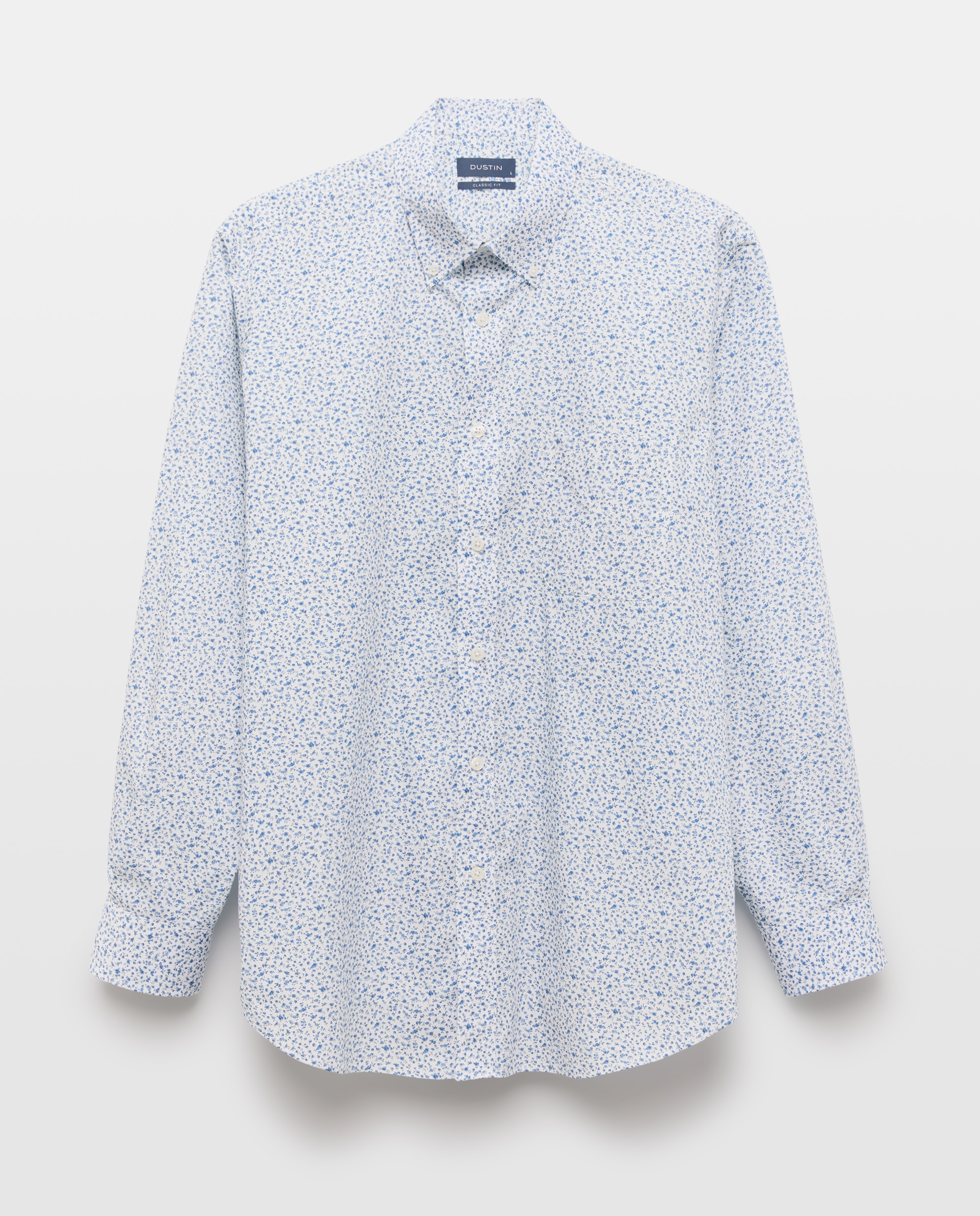 Camisa Casual Classic Fit de Popelina com Micro Estampado Azul-4