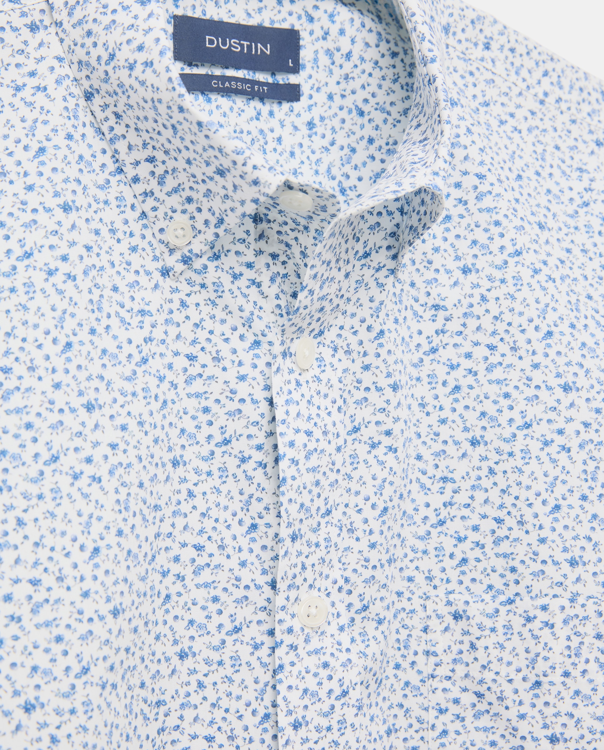 Camisa Casual Classic Fit de Popelina com Micro Estampado Azul-5