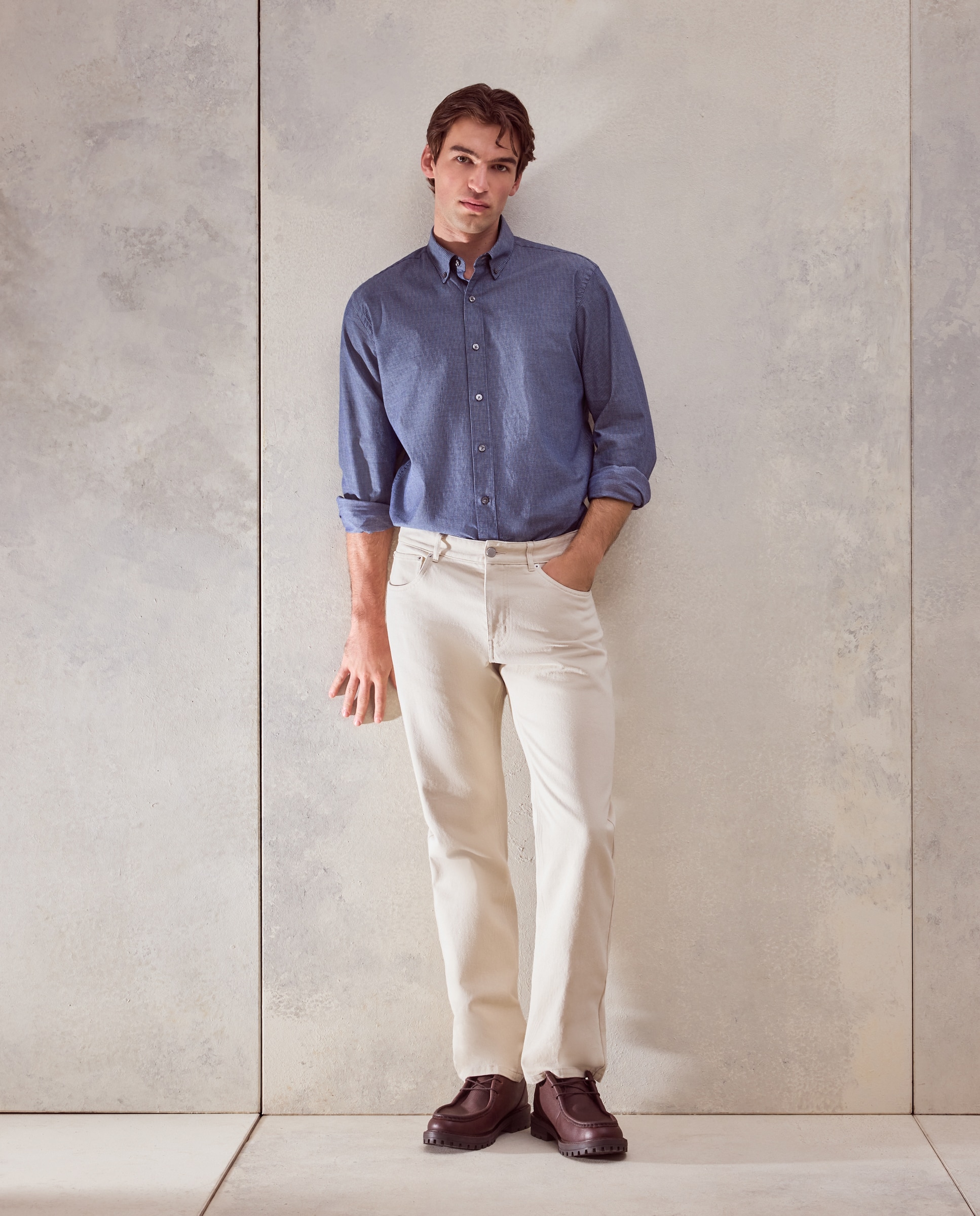 Imagen 0 de Camisa classic fit indigo estampado de algodón de hombre  Azul marino