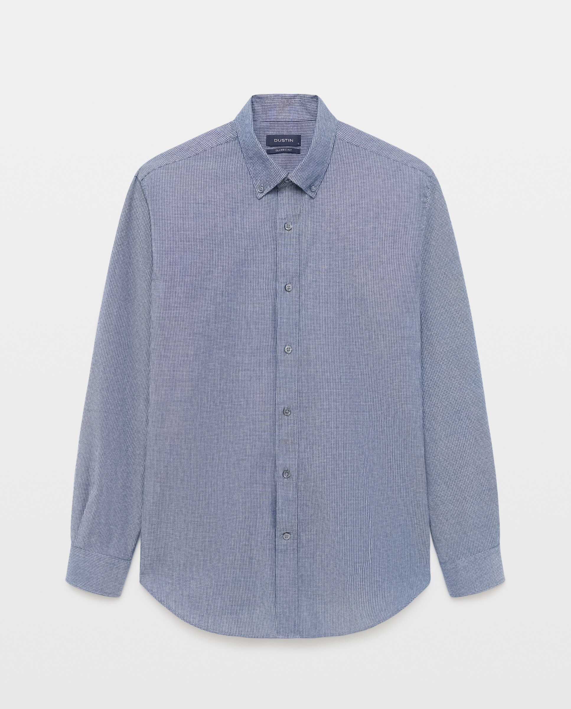Camisa classic fit indigo estampado de algodón de hombre - Dustin - Azul marino Azul marino-4