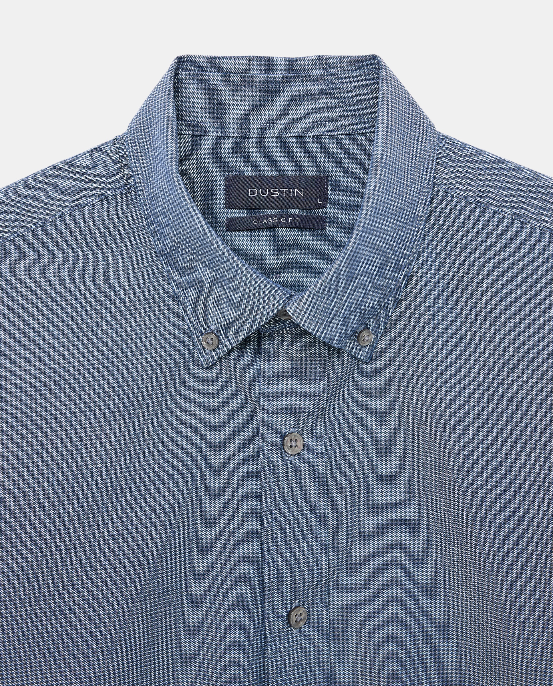 Camisa classic fit indigo estampado de algodón de hombre - Dustin - Azul marino Azul marino-5