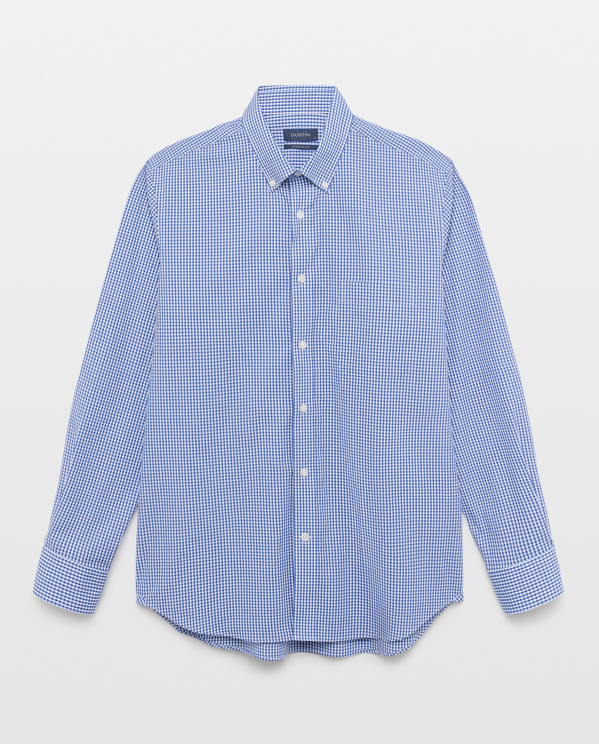 Camisa classic fit de cuadros bicolor de algodón stretch de hombre - Dustin - Azul Azul-4