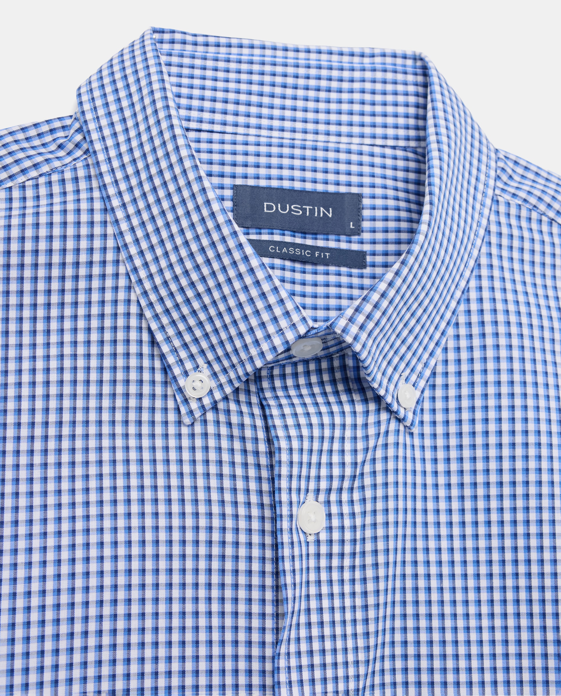Camisa classic fit de cuadros bicolor de algodón stretch de hombre - Dustin - Azul Azul-5