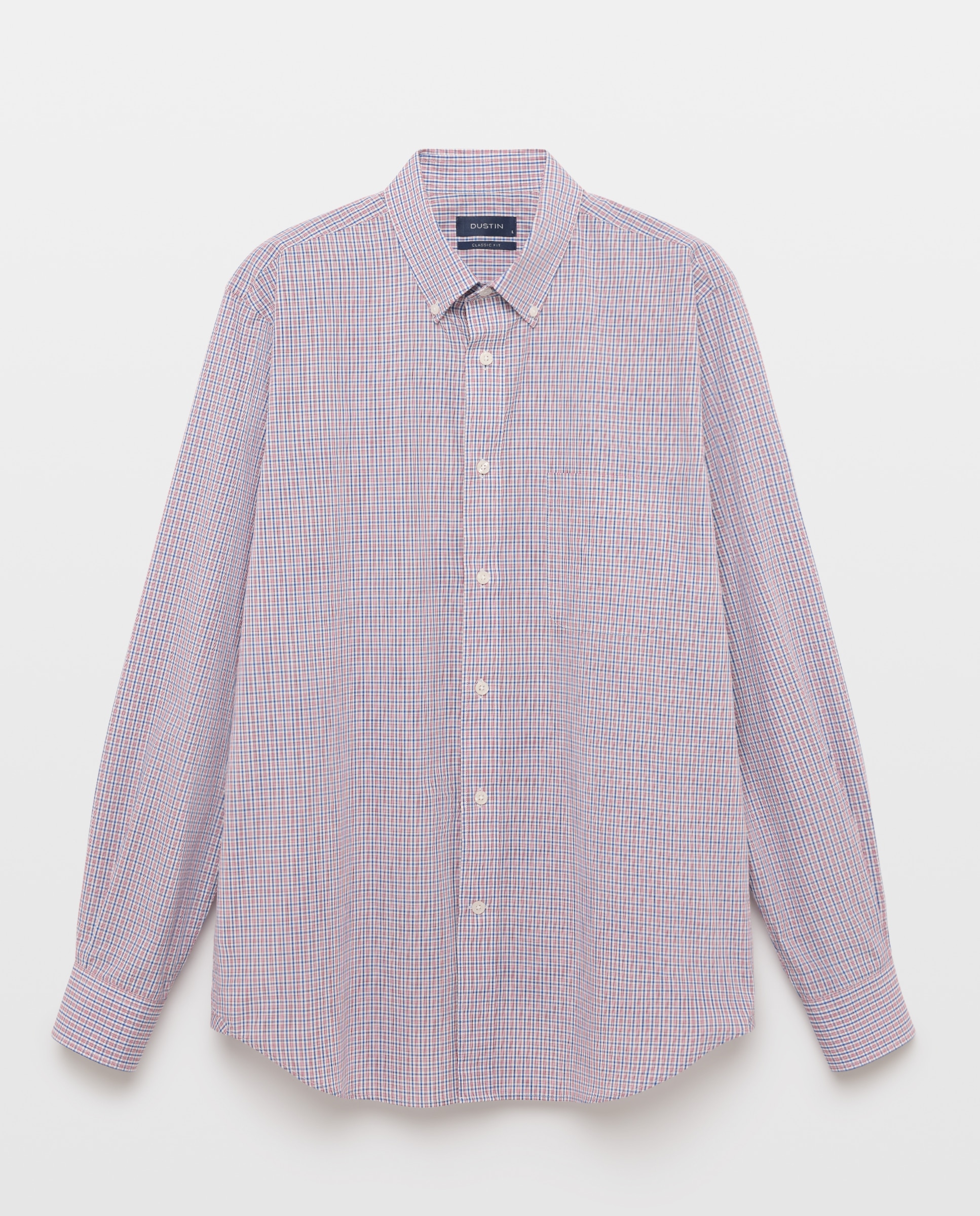 Camisa classic fit de cuadros con perfilería roja de algodón stretch de hombre - Dustin - Rojo Rojo-4