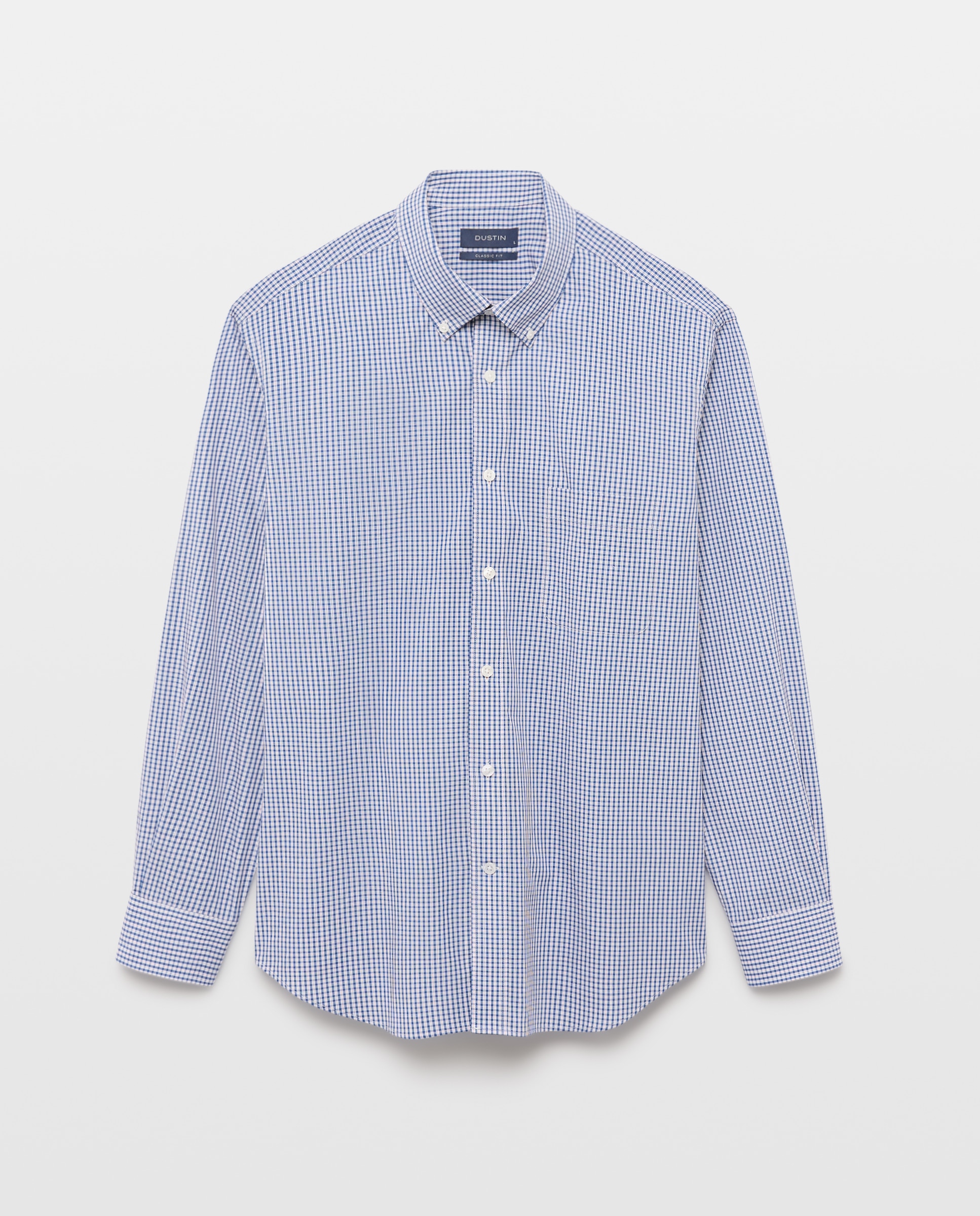 Camisa classic fit de cuadros de algodón stretch de hombre - Dustin - Azul Azul-4