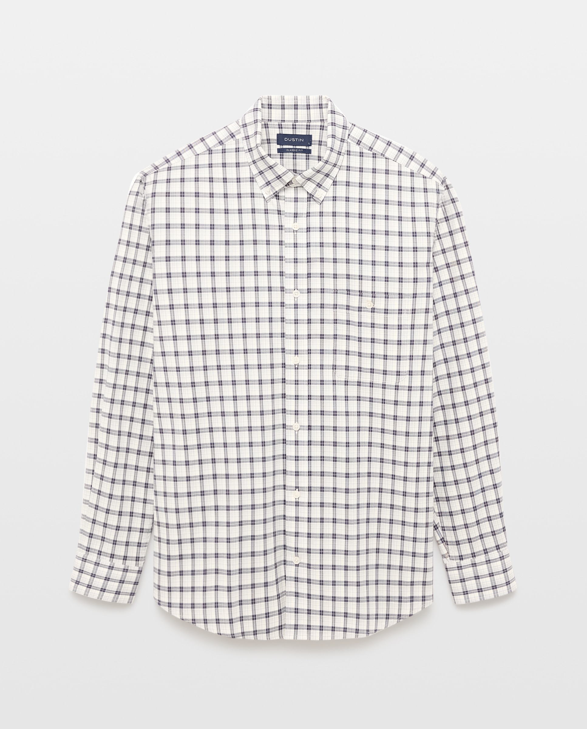 Camisa classic fit de twill de algodón stretch con cuadro de colección de hombre - Dustin - Azul marino Azul marino-4