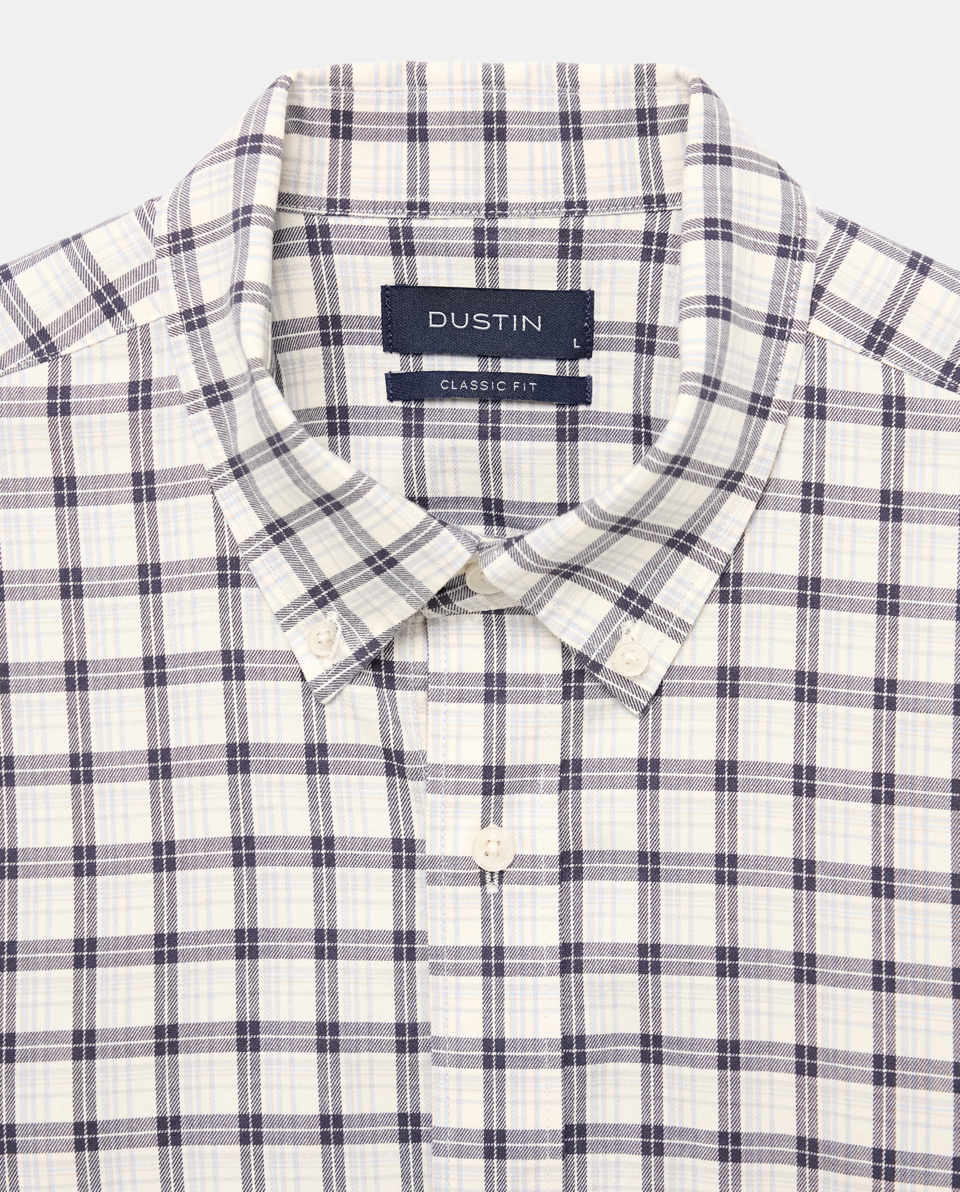 Camisa classic fit de twill de algodón stretch con cuadro de colección de hombre - Dustin - Azul marino Azul marino-5