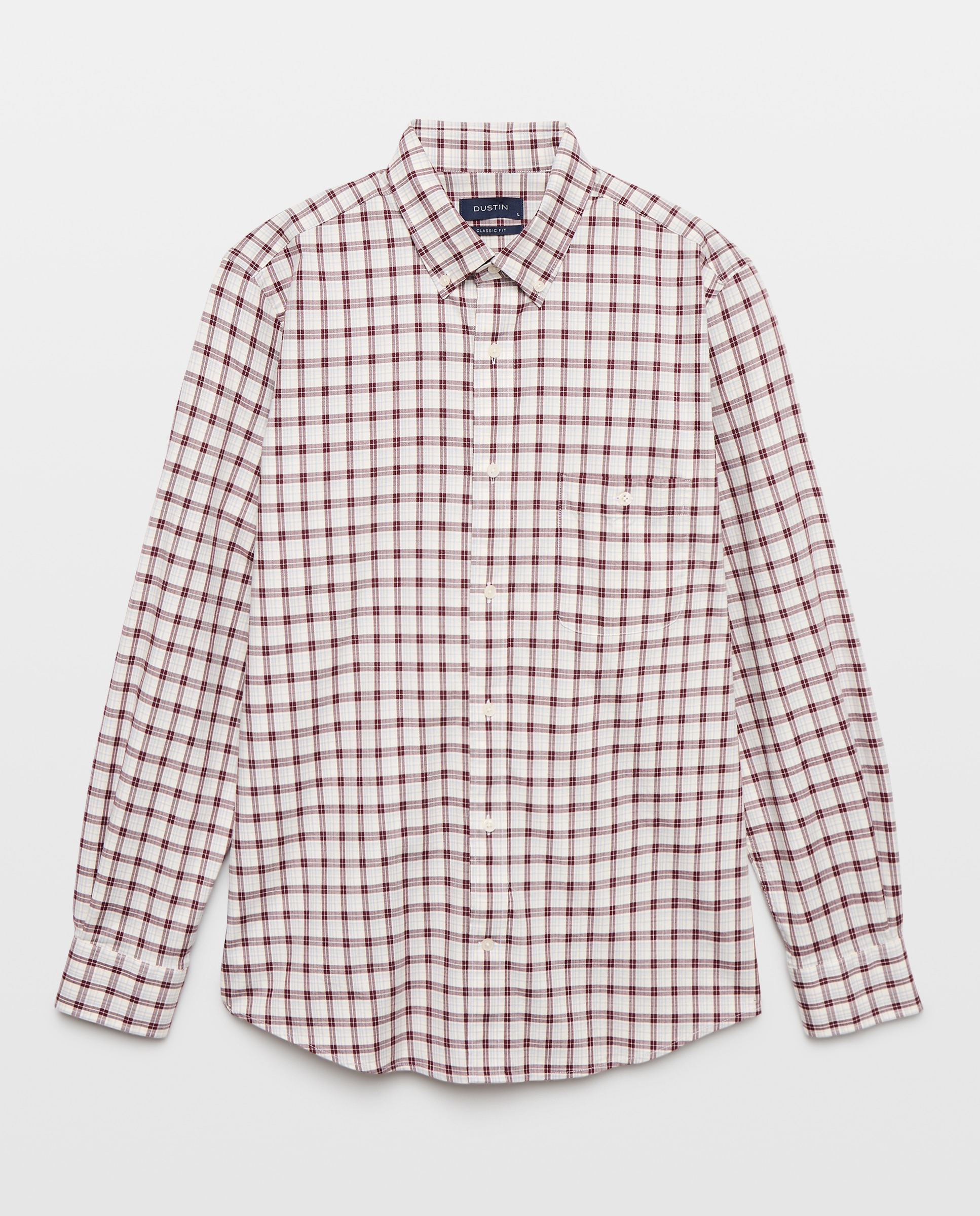 Camisa classic fit de twill de algodón stretch con cuadro de colección de hombre - Dustin - Burdeos Burdeos-4