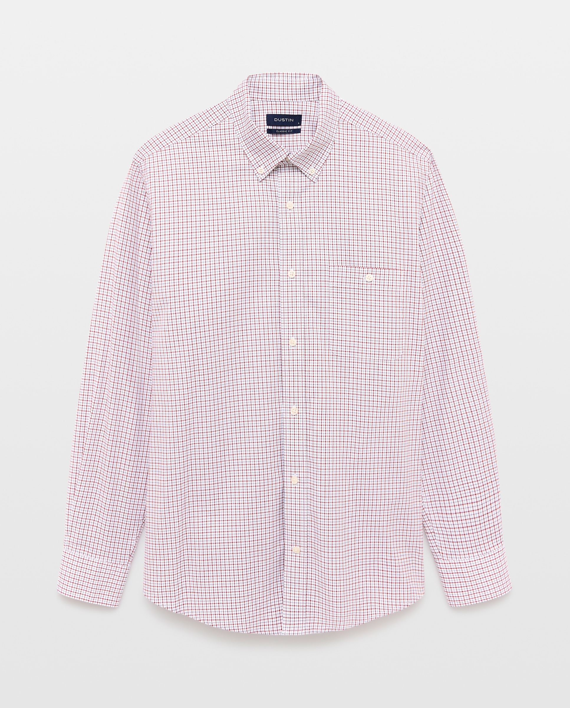 Camisa classic fit de twill de algodón stretch con cuadro perfilería de hombre - Dustin - Burdeos Burdeos-4