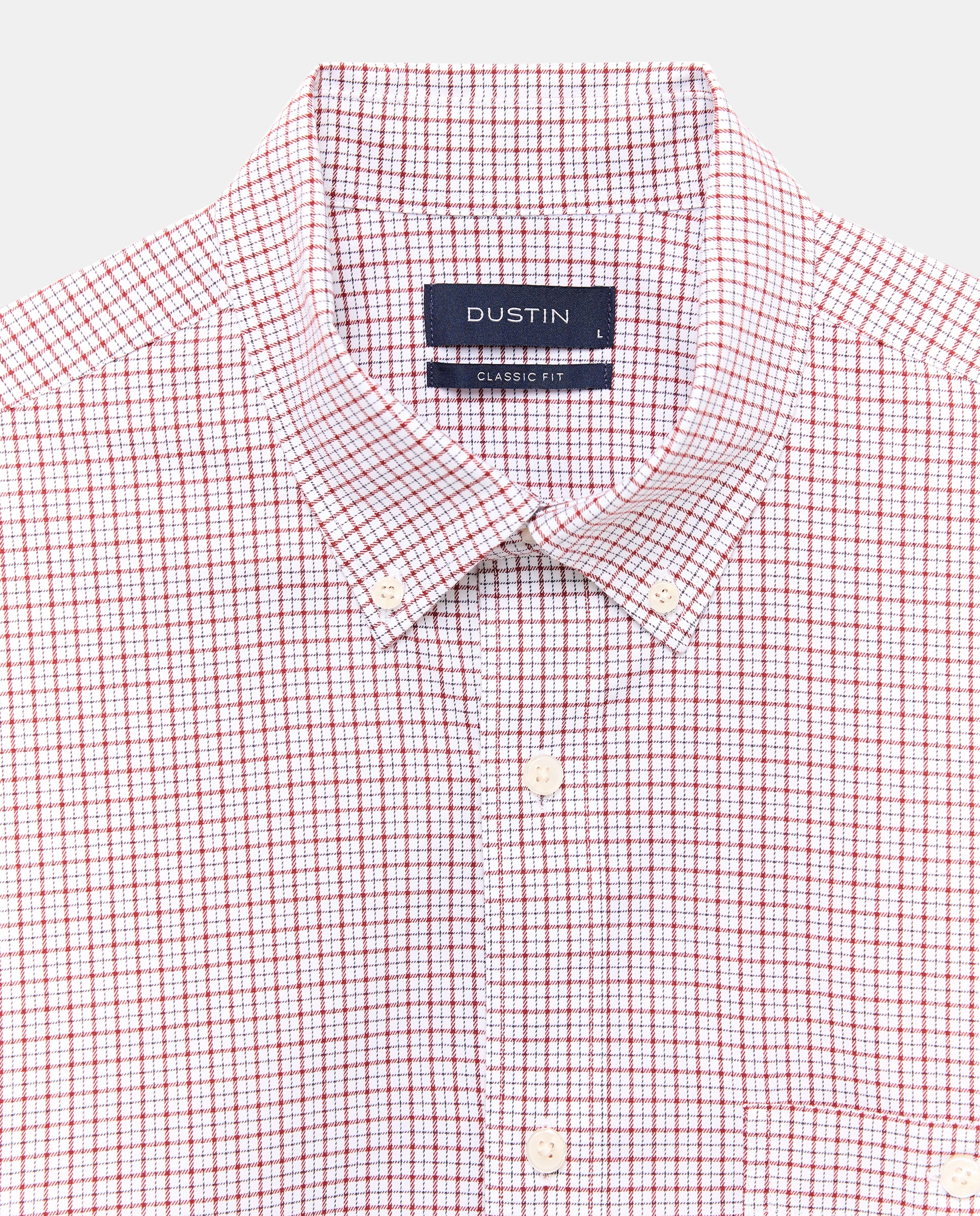 Camisa classic fit de twill de algodón stretch con cuadro perfilería de hombre - Dustin - Burdeos Burdeos-5