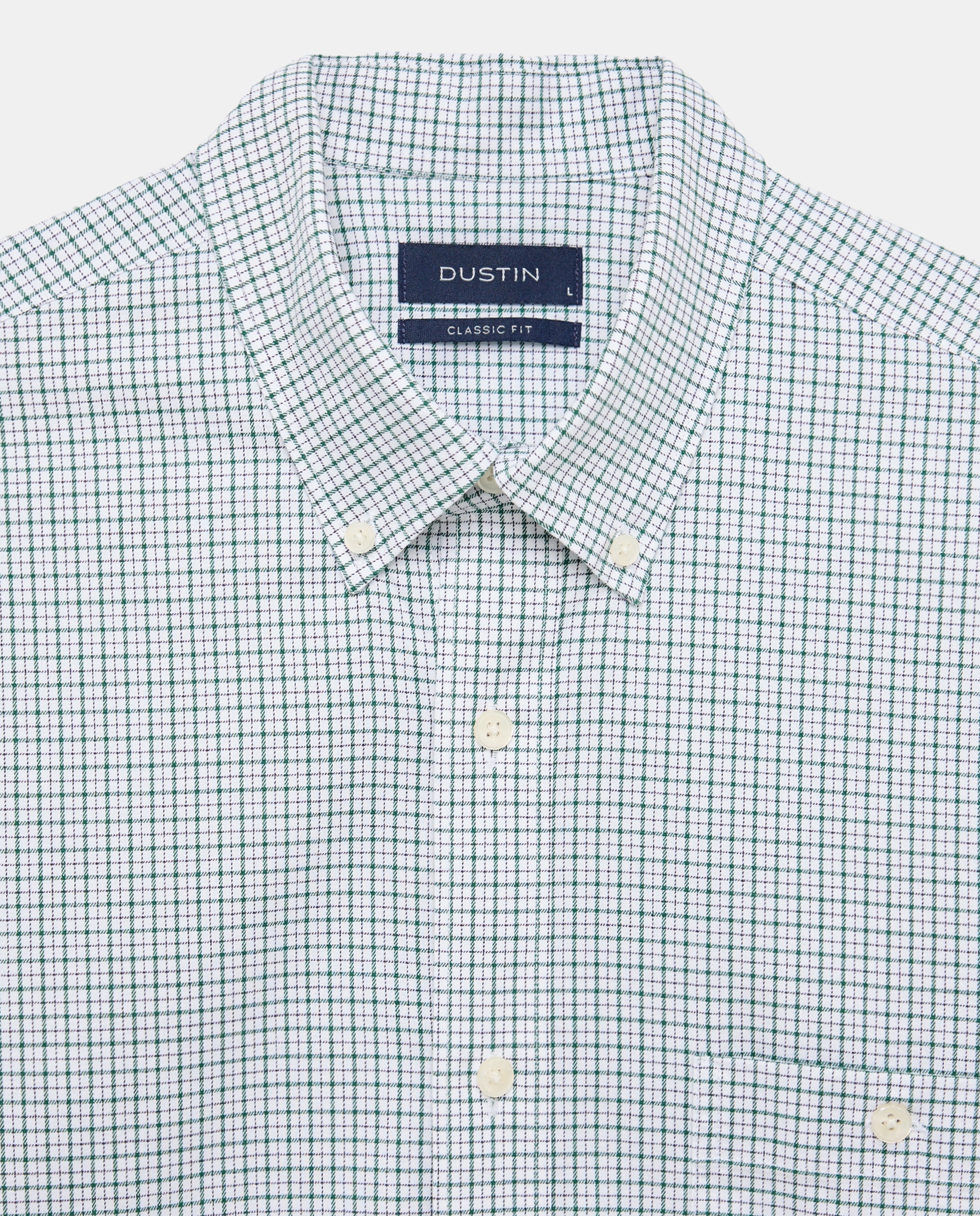 Camisa em Sarja de Algodão Stretch aos Quadrados com Perfil Verde-5
