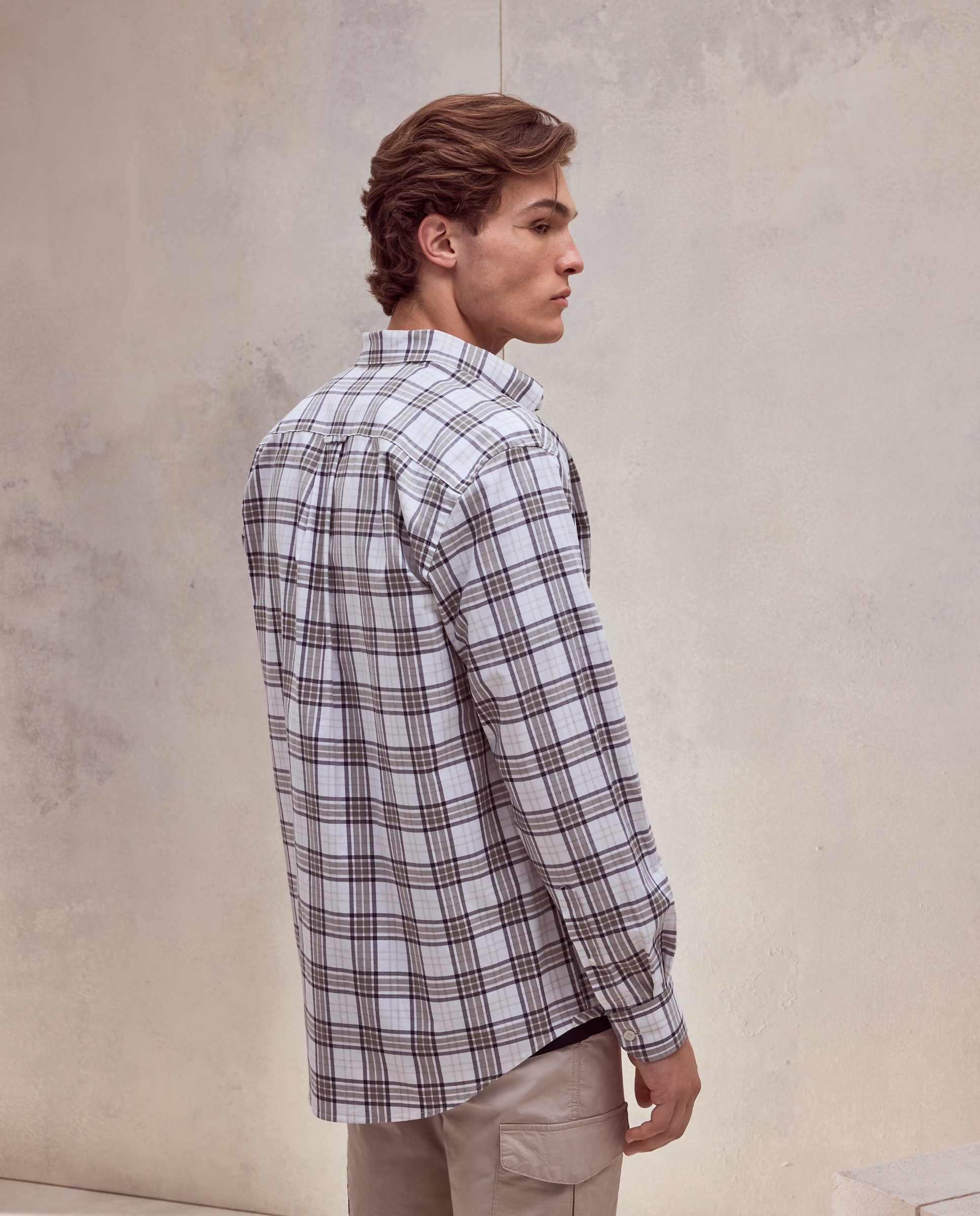 Camisa de hombre en twill stretch con cuadro madrás - Dustin - Verde Verde-3