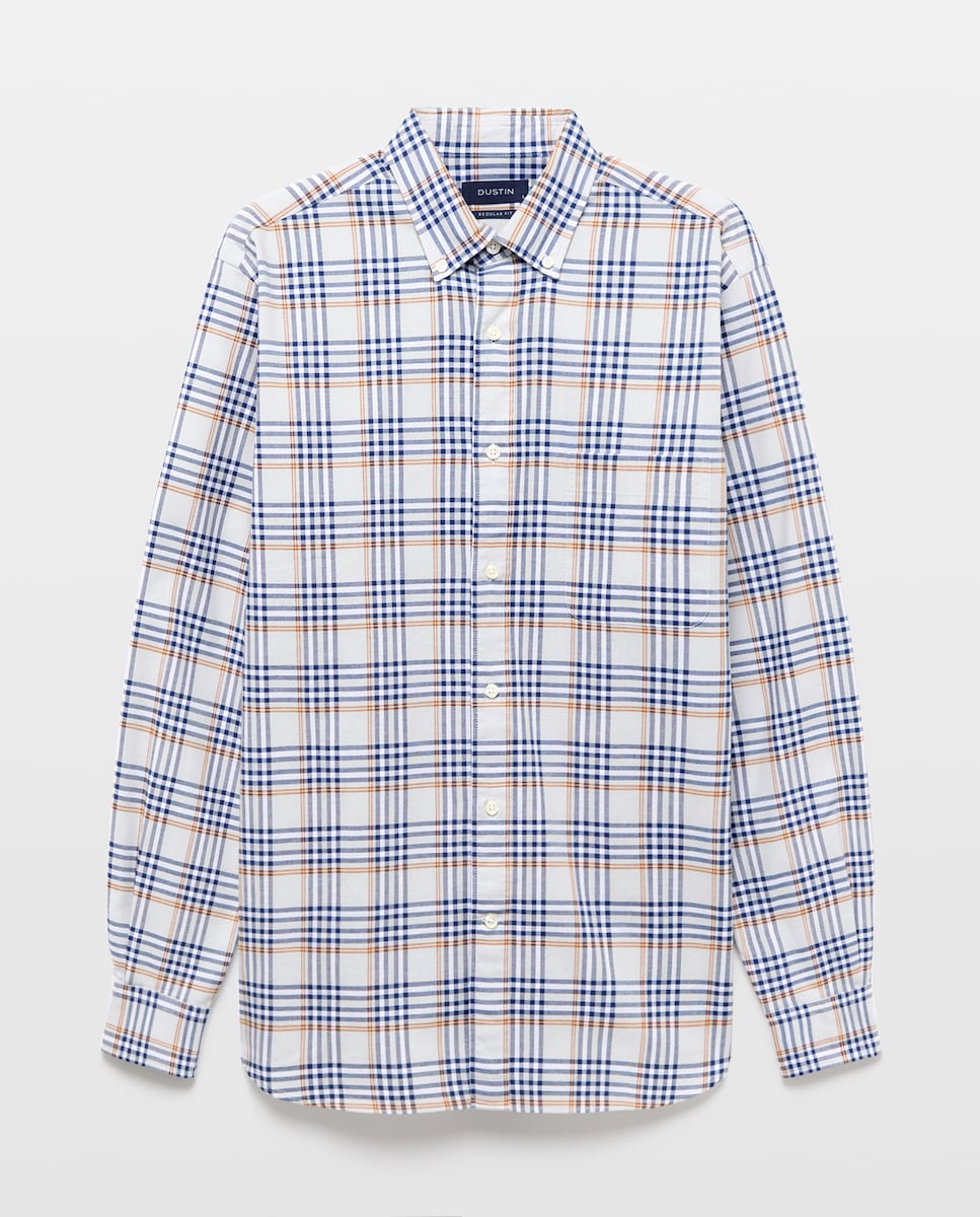 Imagem 0 de Camisa Regular Fit de Oxford Stretch aos Quadrados de Coleção