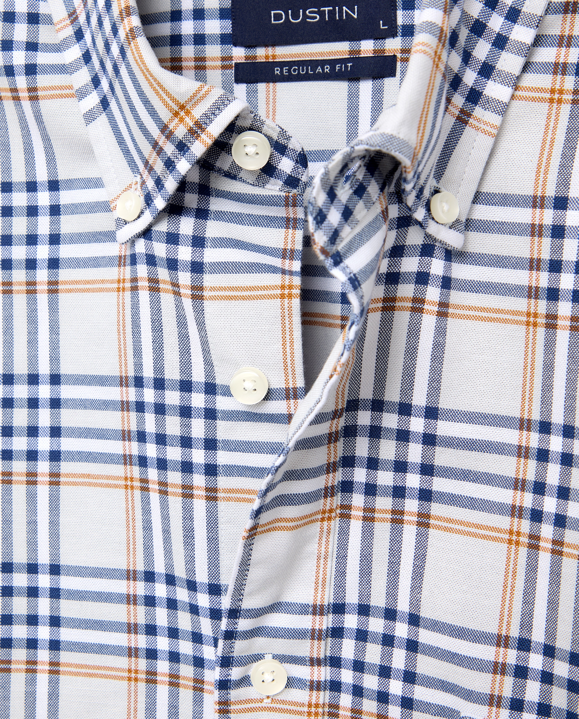 Camisa Regular Fit de Oxford Stretch aos Quadrados de Coleção Cinzento-claro-5