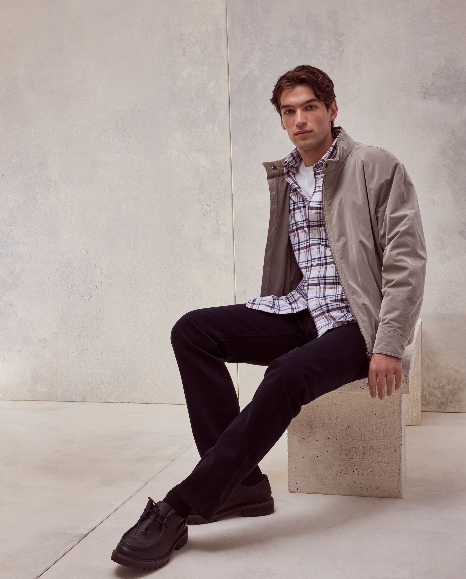 Camisa regular fit de oxford stretch de cuadros de colección de hombre - Dustin - Burdeos Burdeos-2