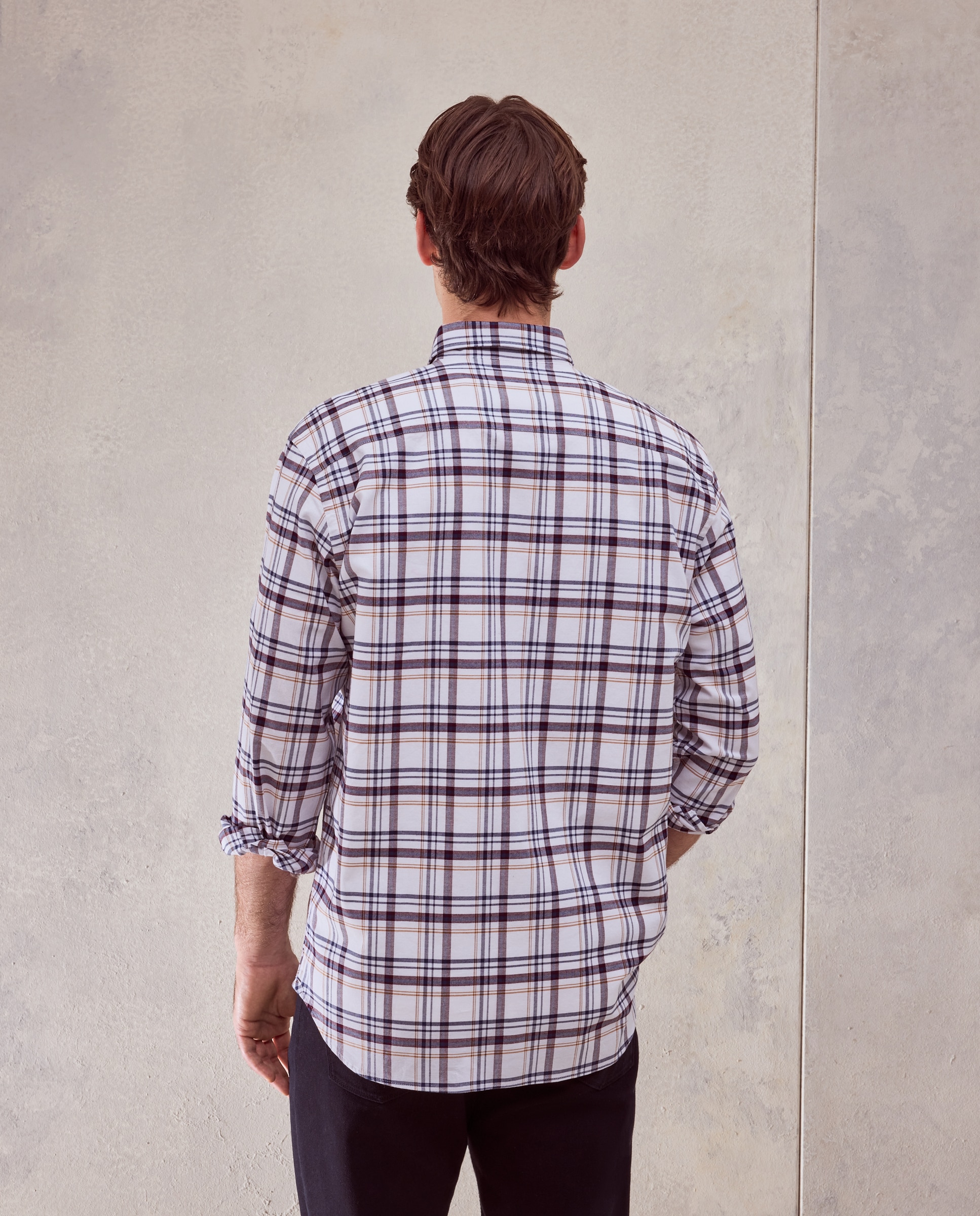 Camisa regular fit de oxford stretch de cuadros de colección de hombre - Dustin - Burdeos Burdeos-3