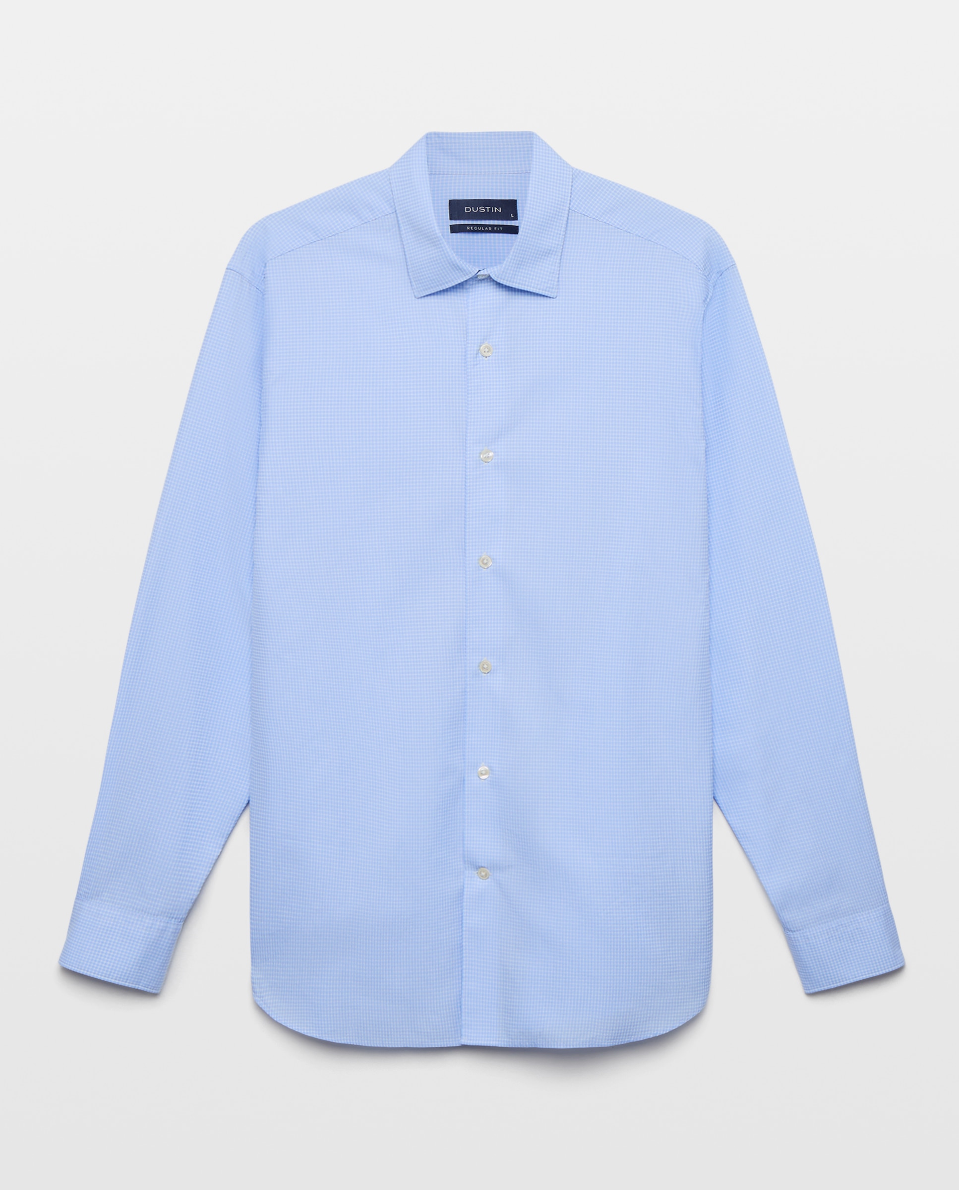 Camisa semi vestir de popelin peach de cuadros regular fit. - Dustin - Blanco Blanco-4