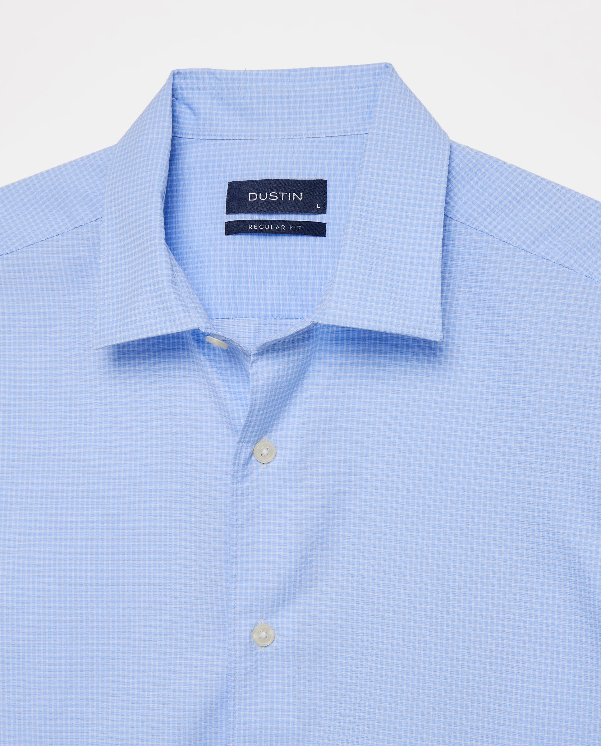 Camisa semi vestir de popelin peach de cuadros regular fit. - Dustin - Blanco Blanco-5