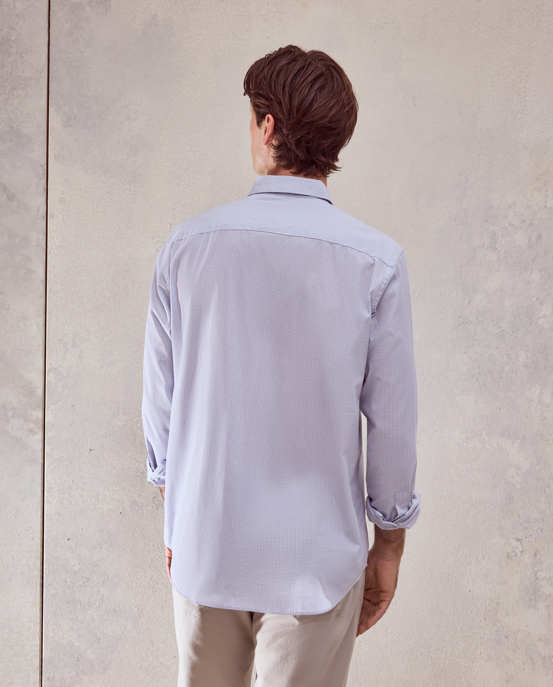 Camisa classic fit semi vestir de cuadros de tacto suave de hombre - Dustin - Blanco Blanco-3
