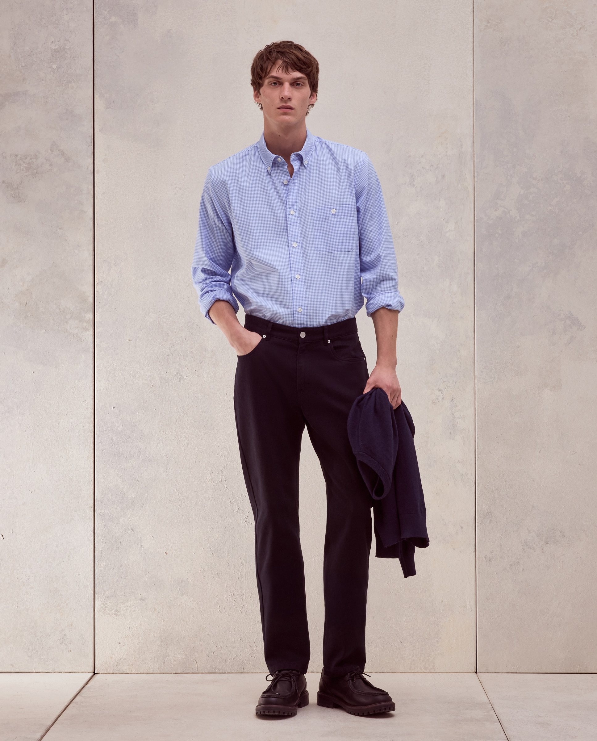 Camisa classic fit de oxford de cuadro vichy de hombre - Dustin - Azul claro Azul claro-1