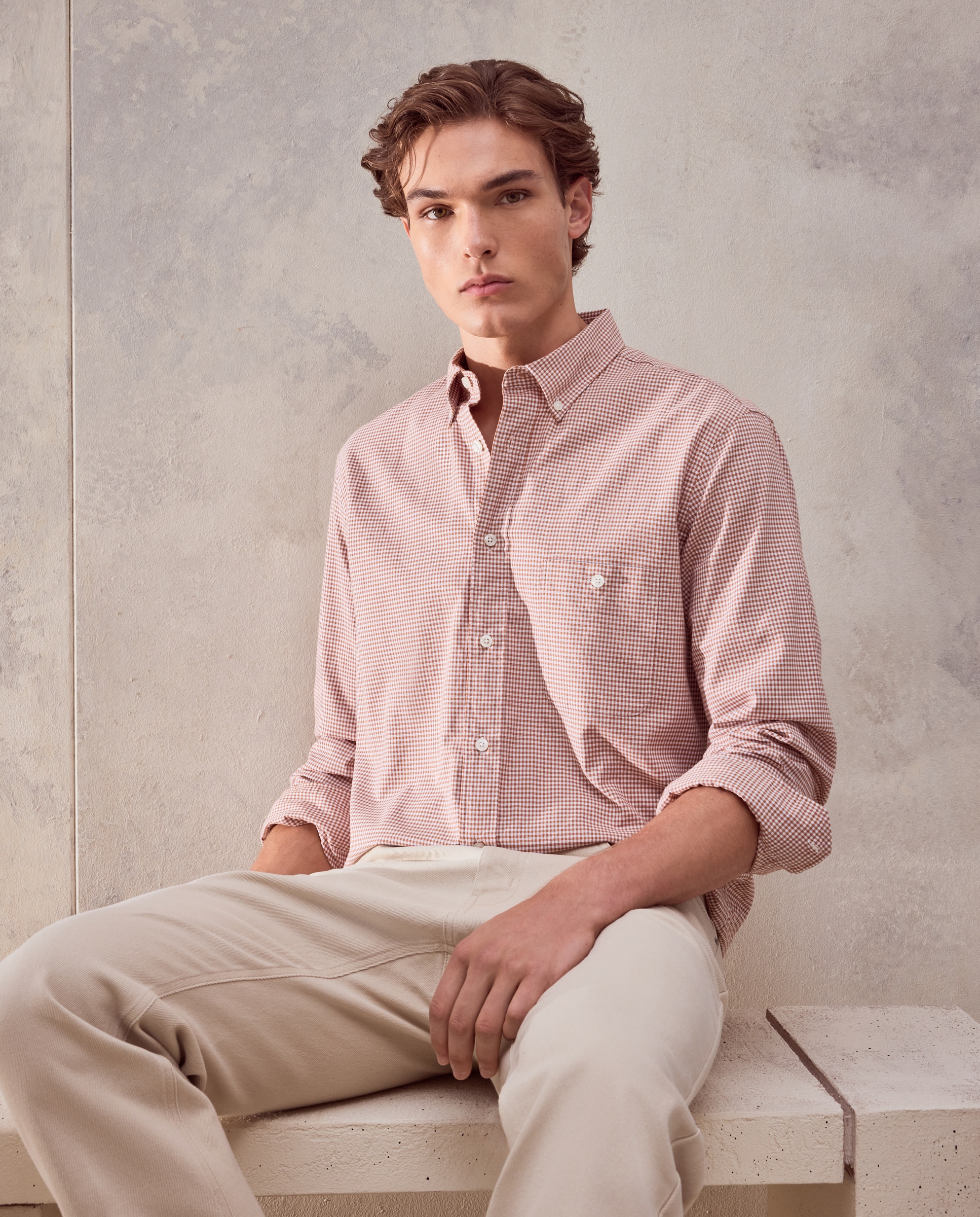 Camisa classic fit de oxford de cuadro vichy de hombre - Dustin - Burdeos Burdeos-1