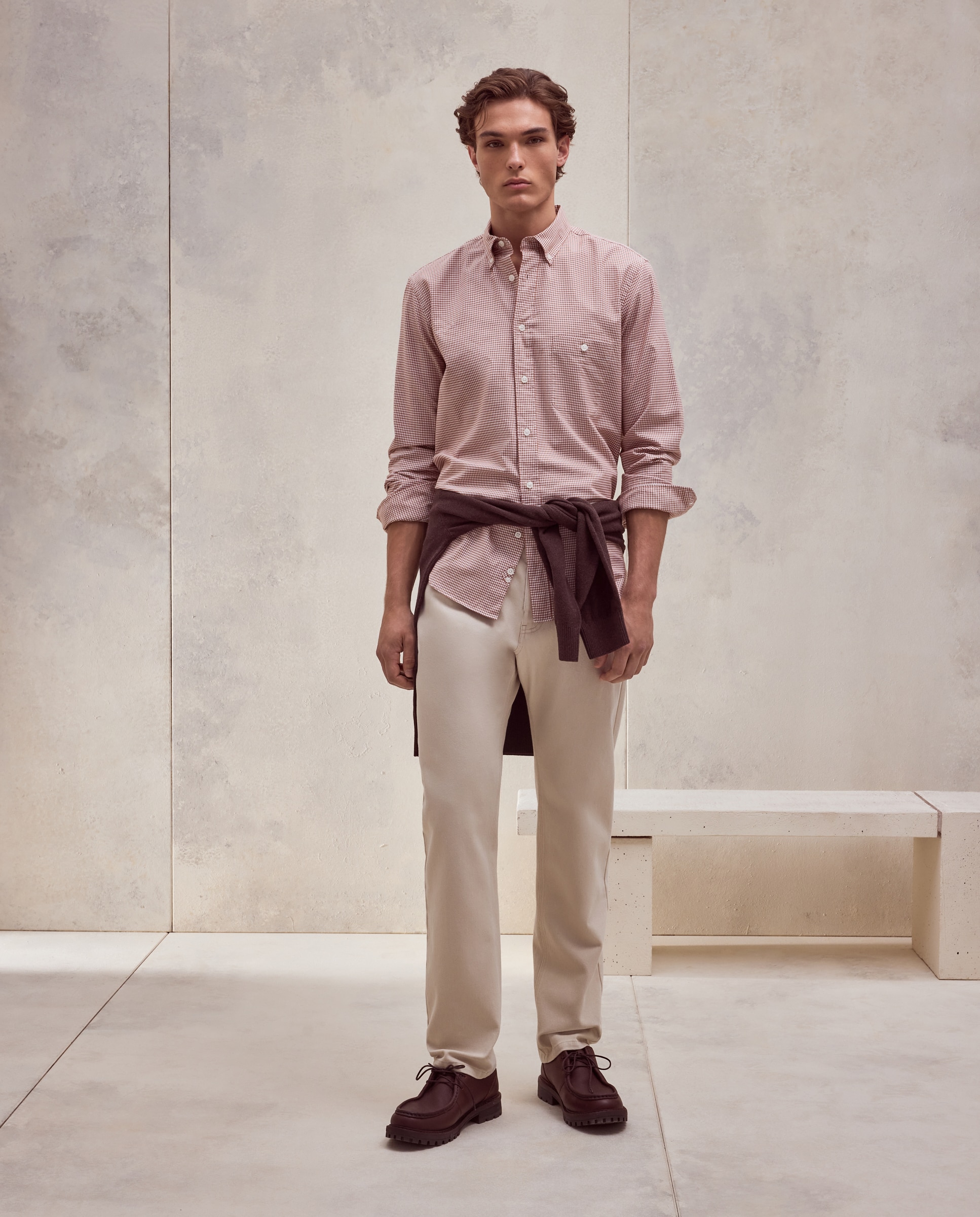 Camisa classic fit de oxford de cuadro vichy de hombre - Dustin - Burdeos Burdeos-2