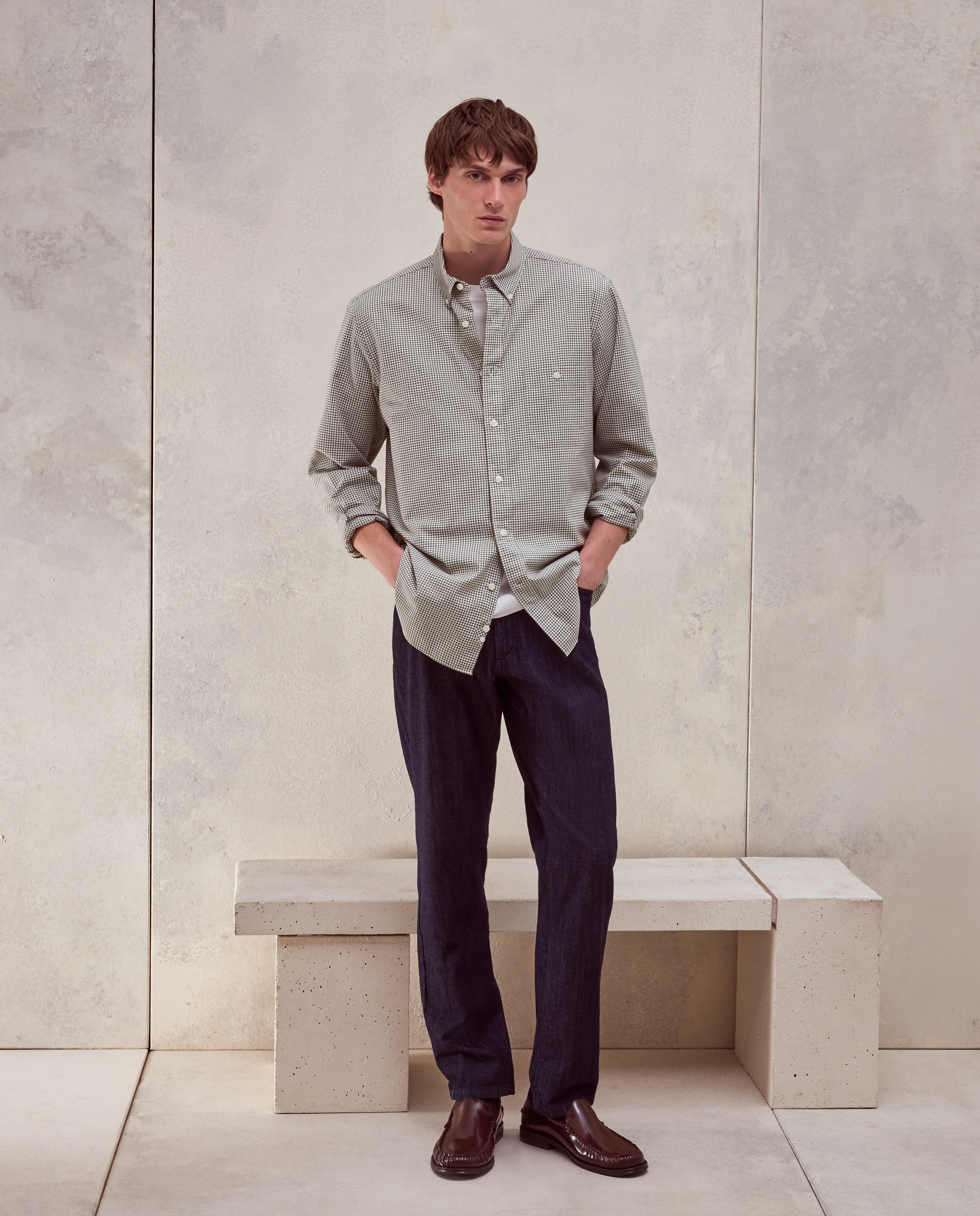 Camisa classic fit de oxford de cuadro vichy de hombre - Dustin - Verde Verde-2
