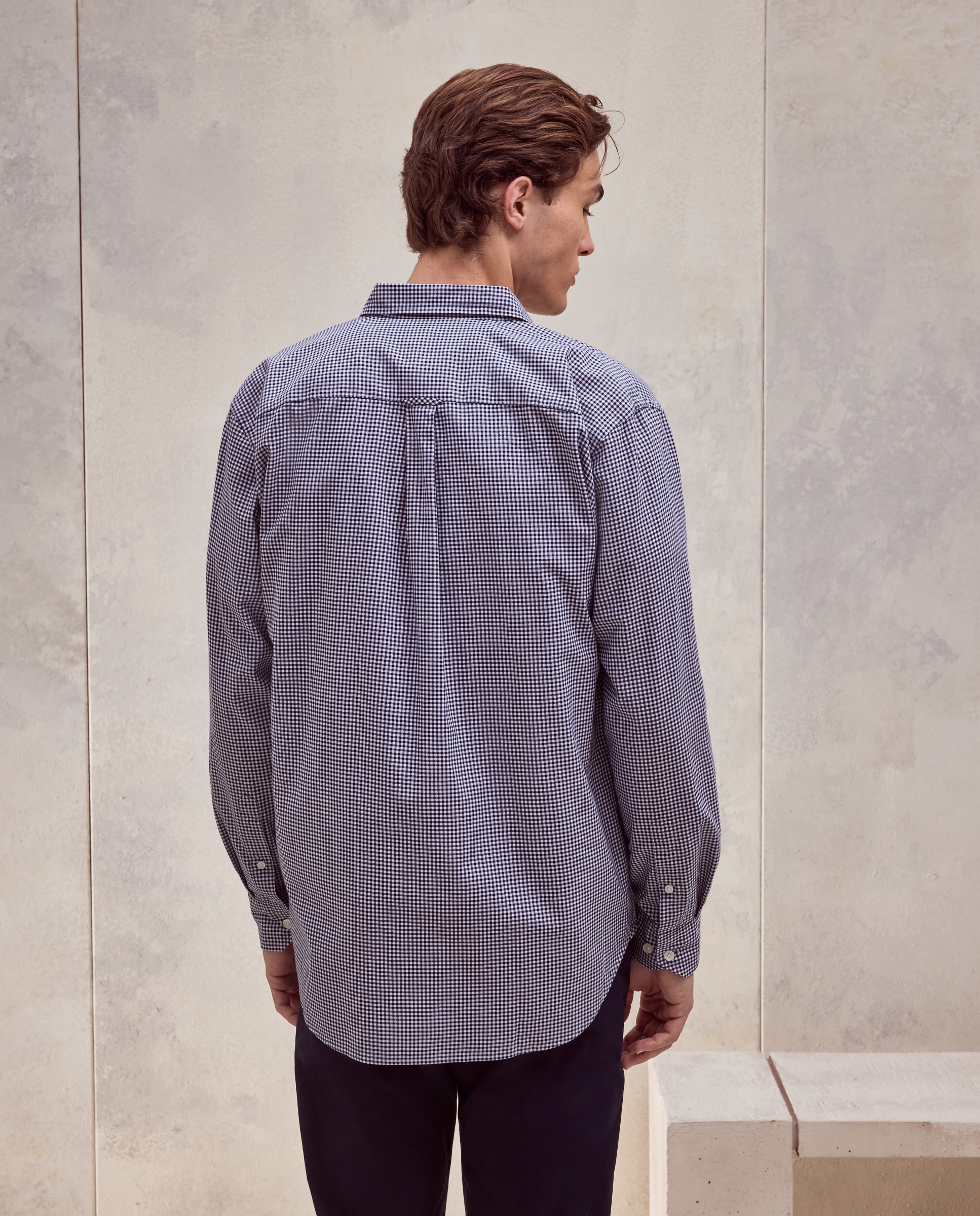 Camisa classic fit de oxford de cuadro vichy de hombre - Dustin - Azul marino Azul marino-3