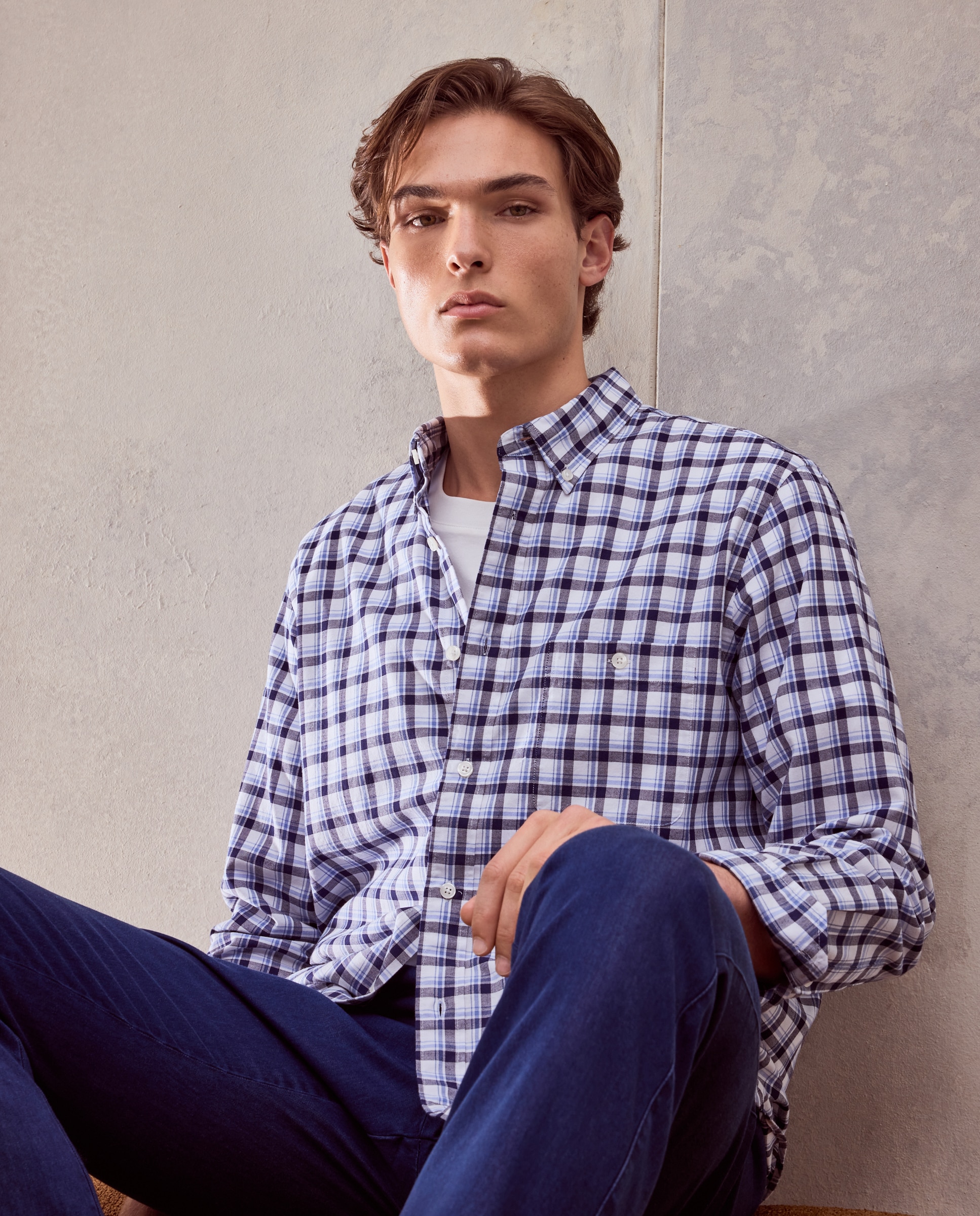 Imagen 0 de Camisa classic fit de oxford stretch de cuadros de colección de hombre  400 Azul