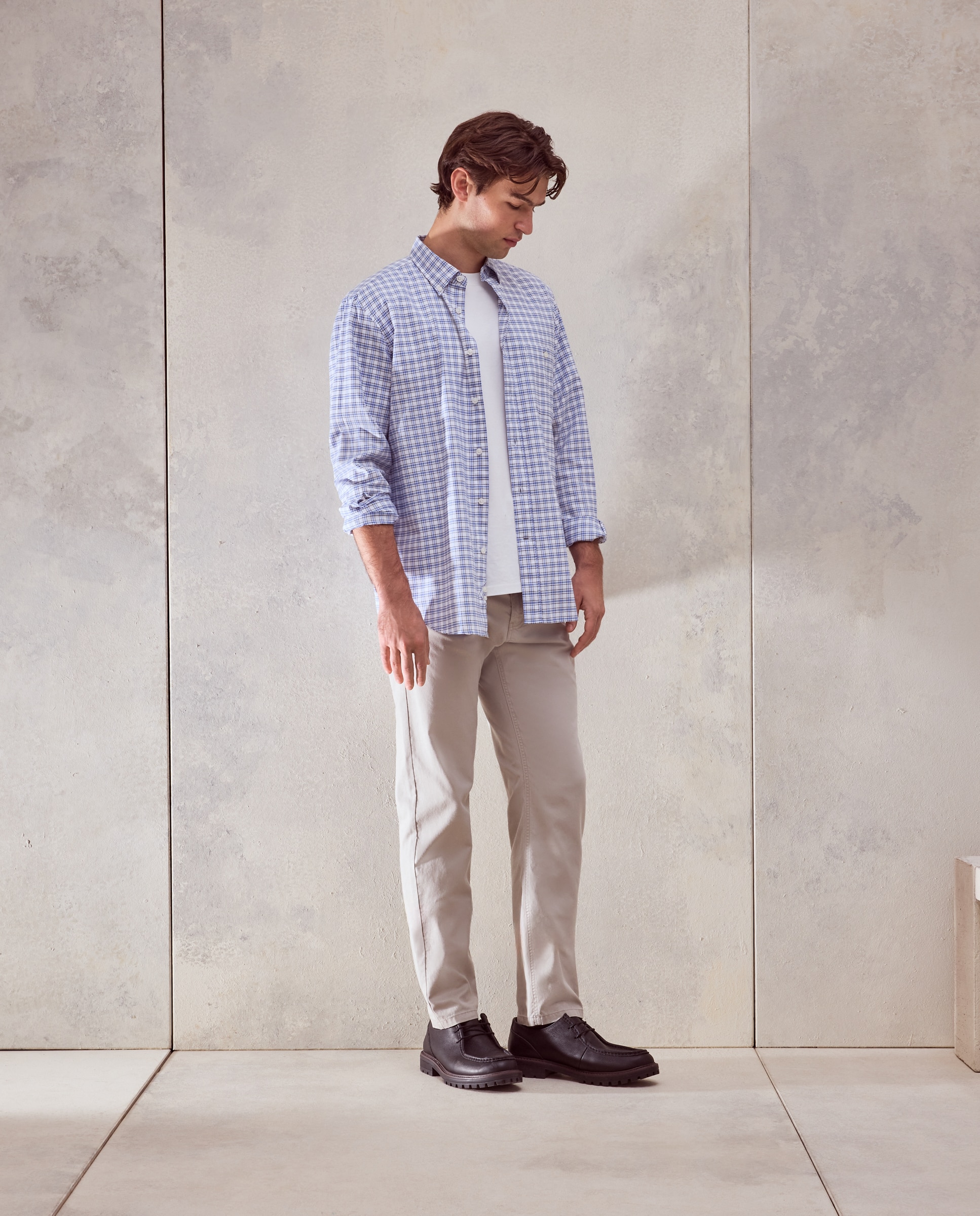 Camisa classic fit de oxford de cuadros de colección de hombre - Dustin - 400 Azul 400 Azul-2