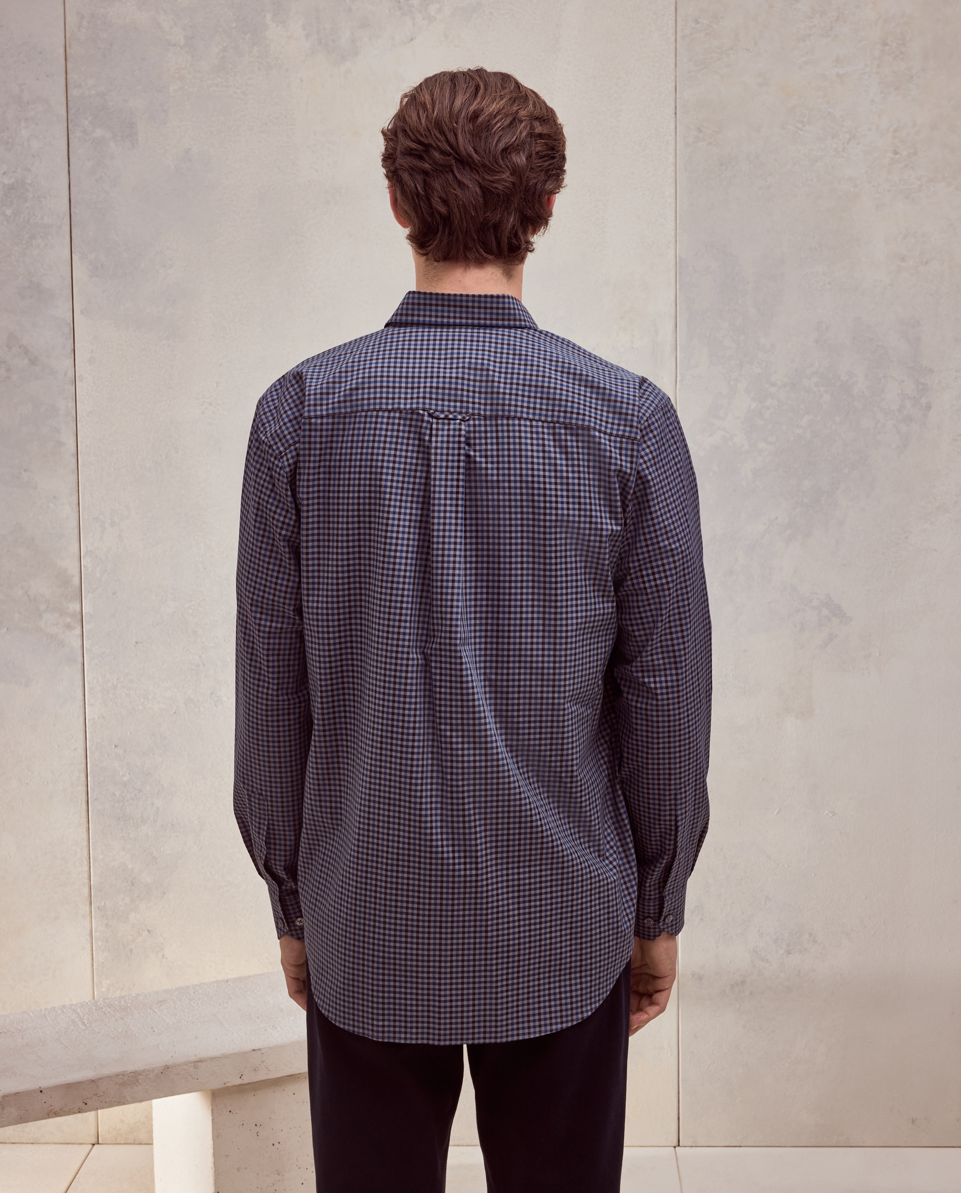 Camisa classic fit de cuadros vichy popelín de algodón stretch de hombre - Dustin - Gris oscuro Gris oscuro-3