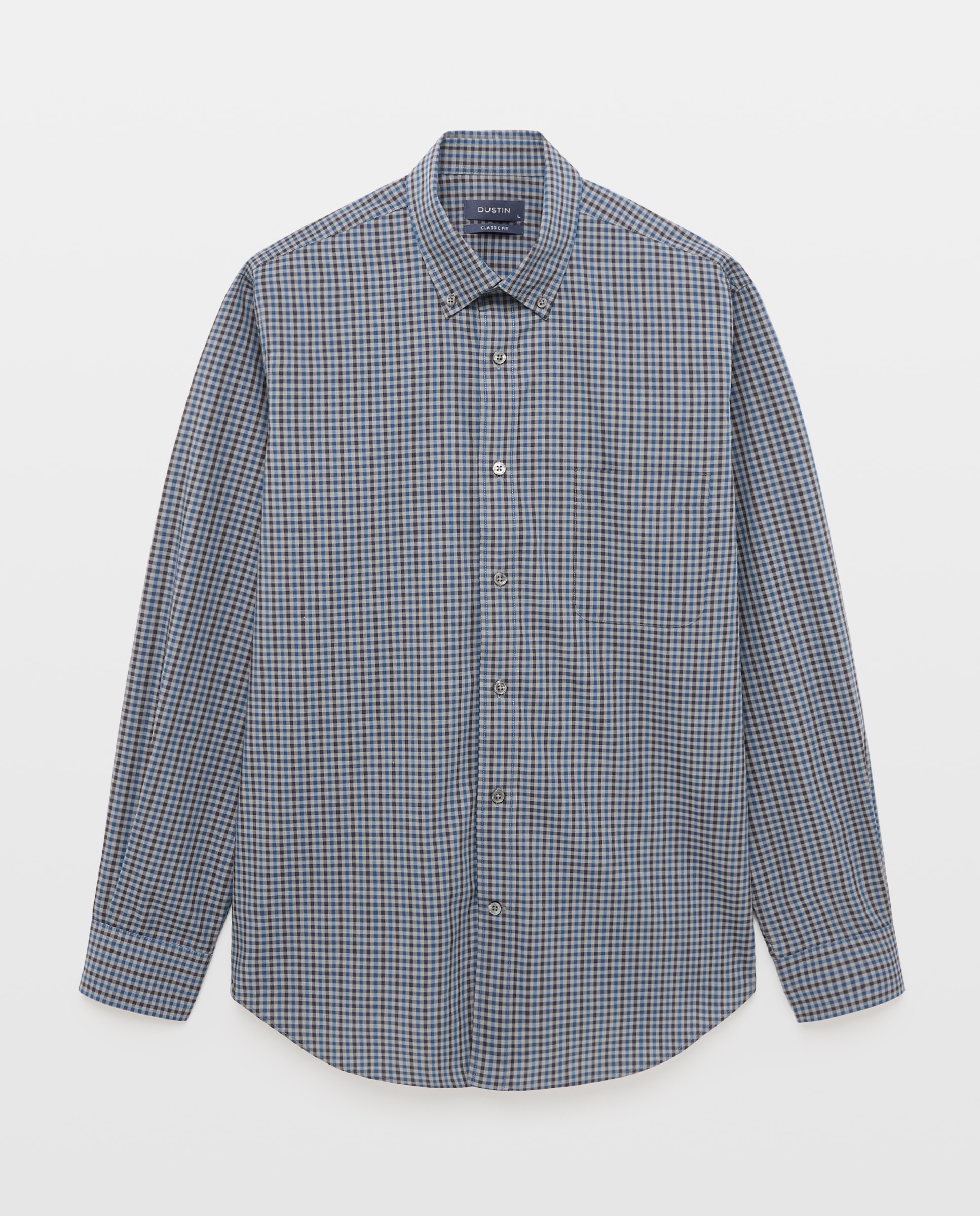 Camisa classic fit de cuadros vichy popelín de algodón stretch de hombre - Dustin - Gris oscuro Gris oscuro-4