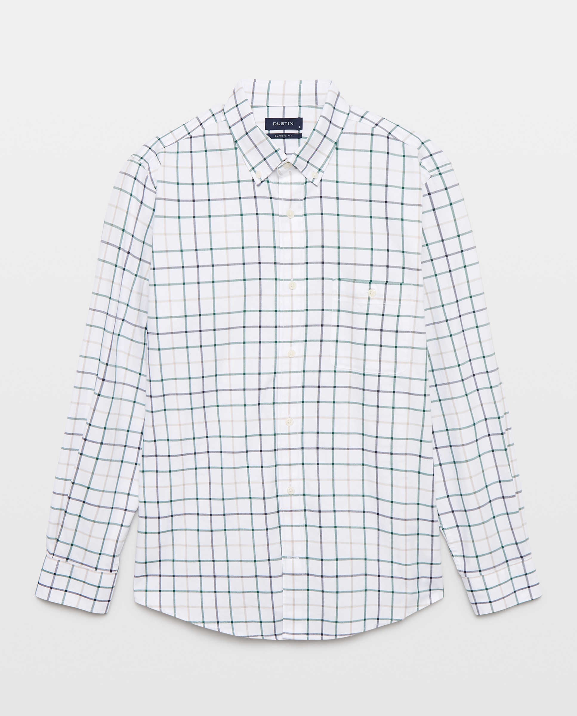 Camisa de hombre en twill stretch de cuadro con fondo blanco - Dustin - Verde Verde-4