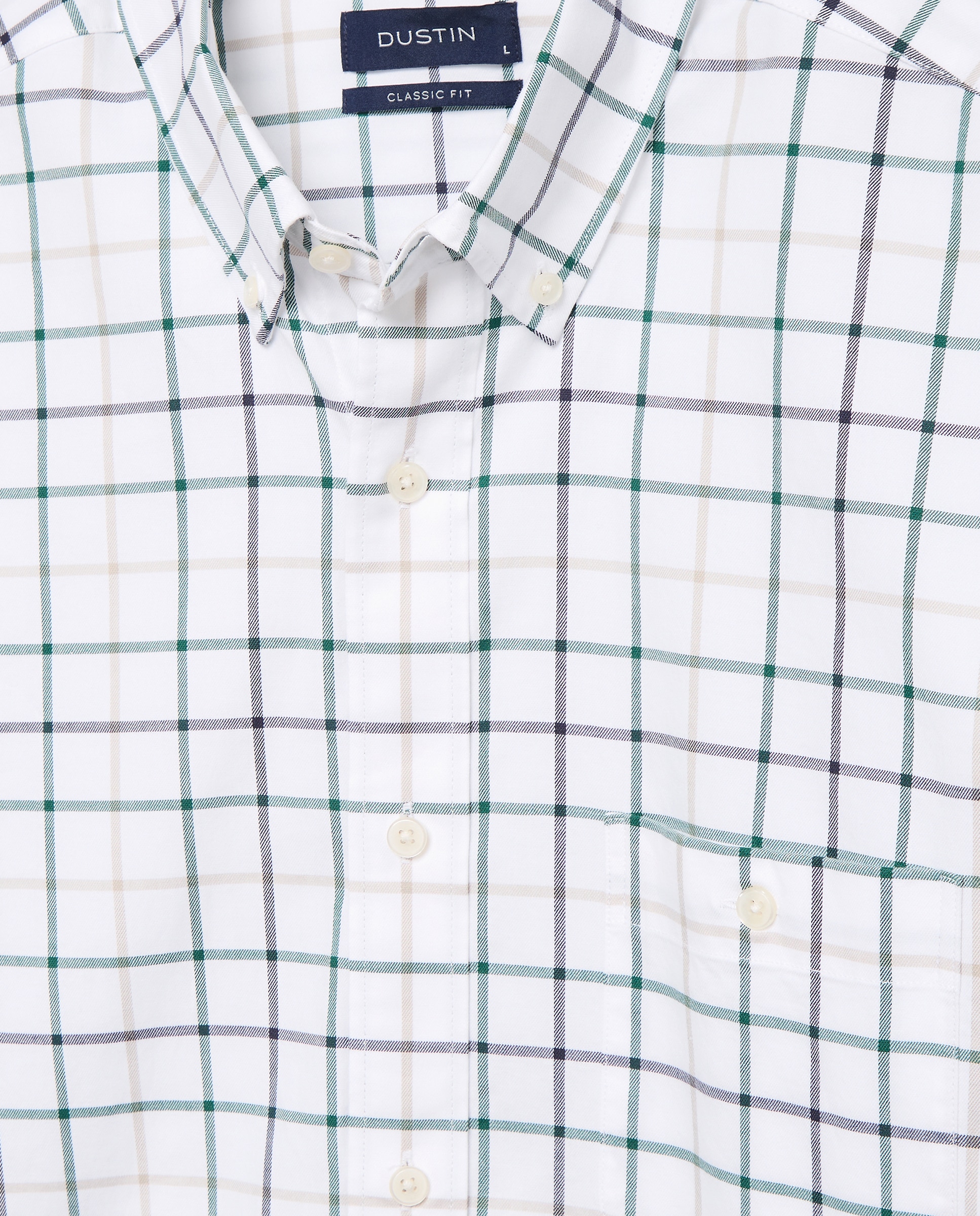 Camisa de hombre en twill stretch de cuadro con fondo blanco - Dustin - Verde Verde-5