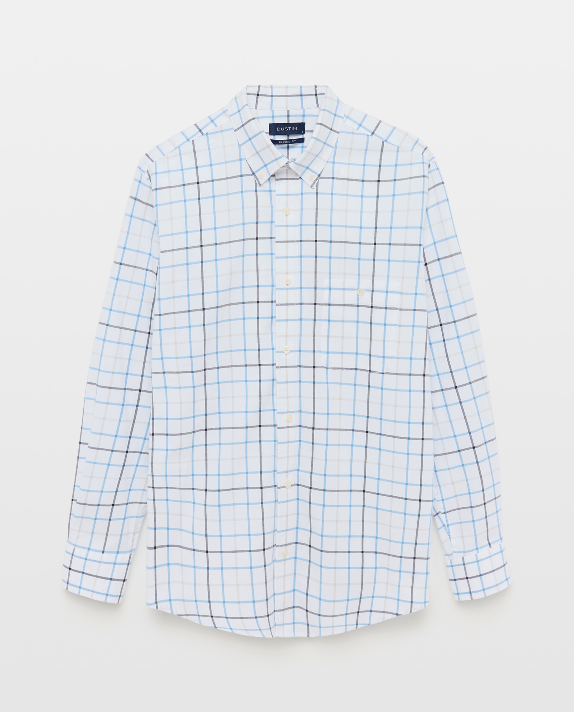 Camisa de hombre en twill stretch de cuadro con fondo blanco - Dustin - Azul Azul-4