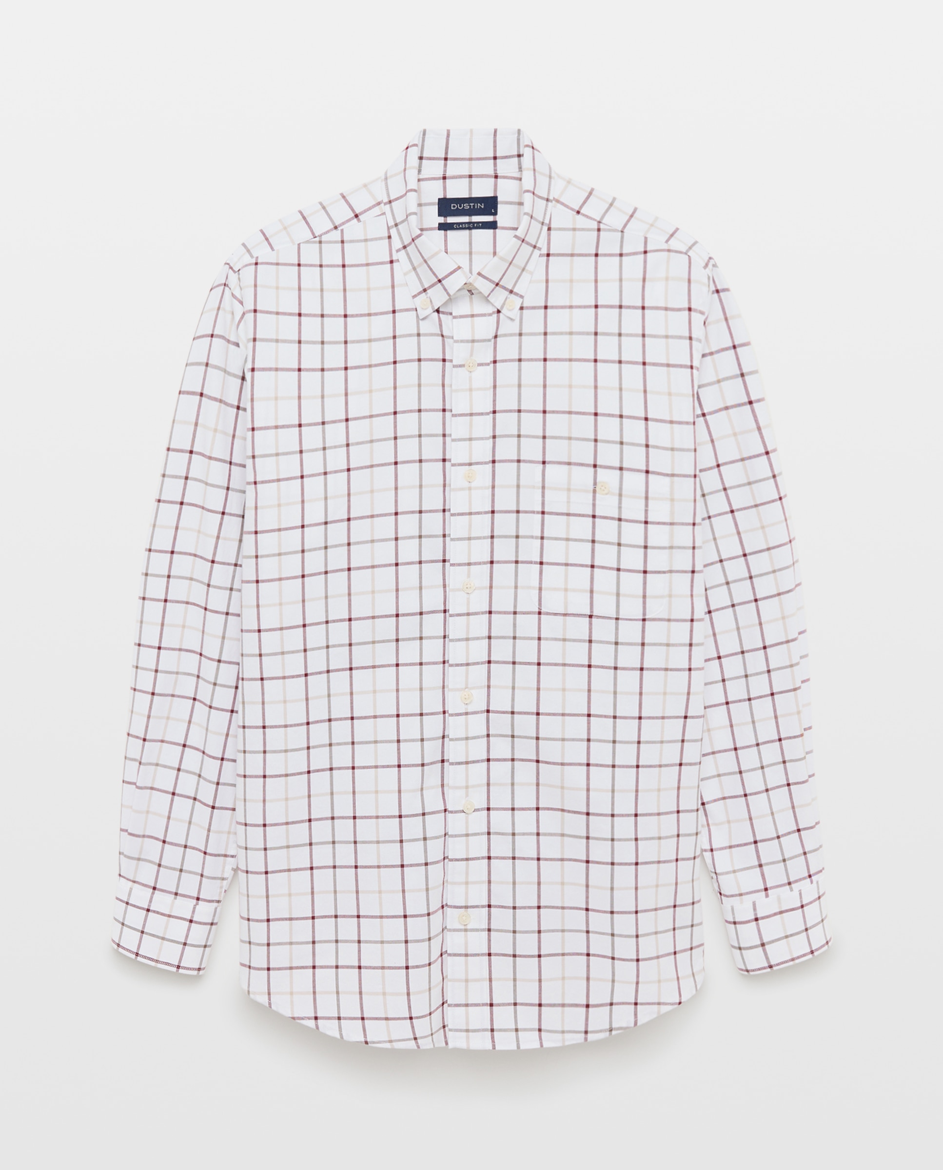 Imagem 0 de Camisa em Sarja de Algodão Stretch aos Quadrados com Fundo - Branco