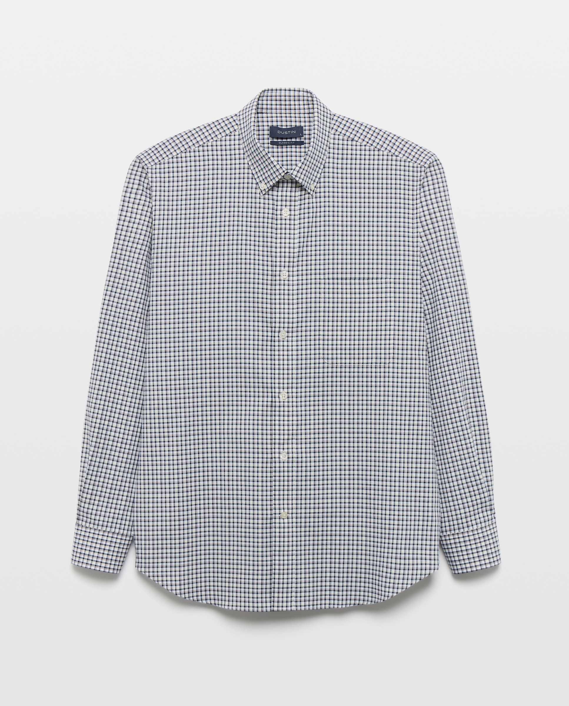 Camisa de twill de algodón de cuadros tricolor y classic fit. - Dustin - Azul marino Azul marino-4